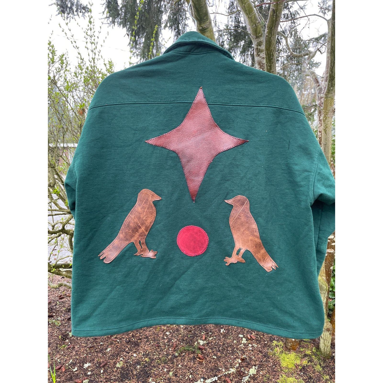 Handmade Upcycled Crow Button Up Shirt Size ONE SIZE - 5 Thumbnail