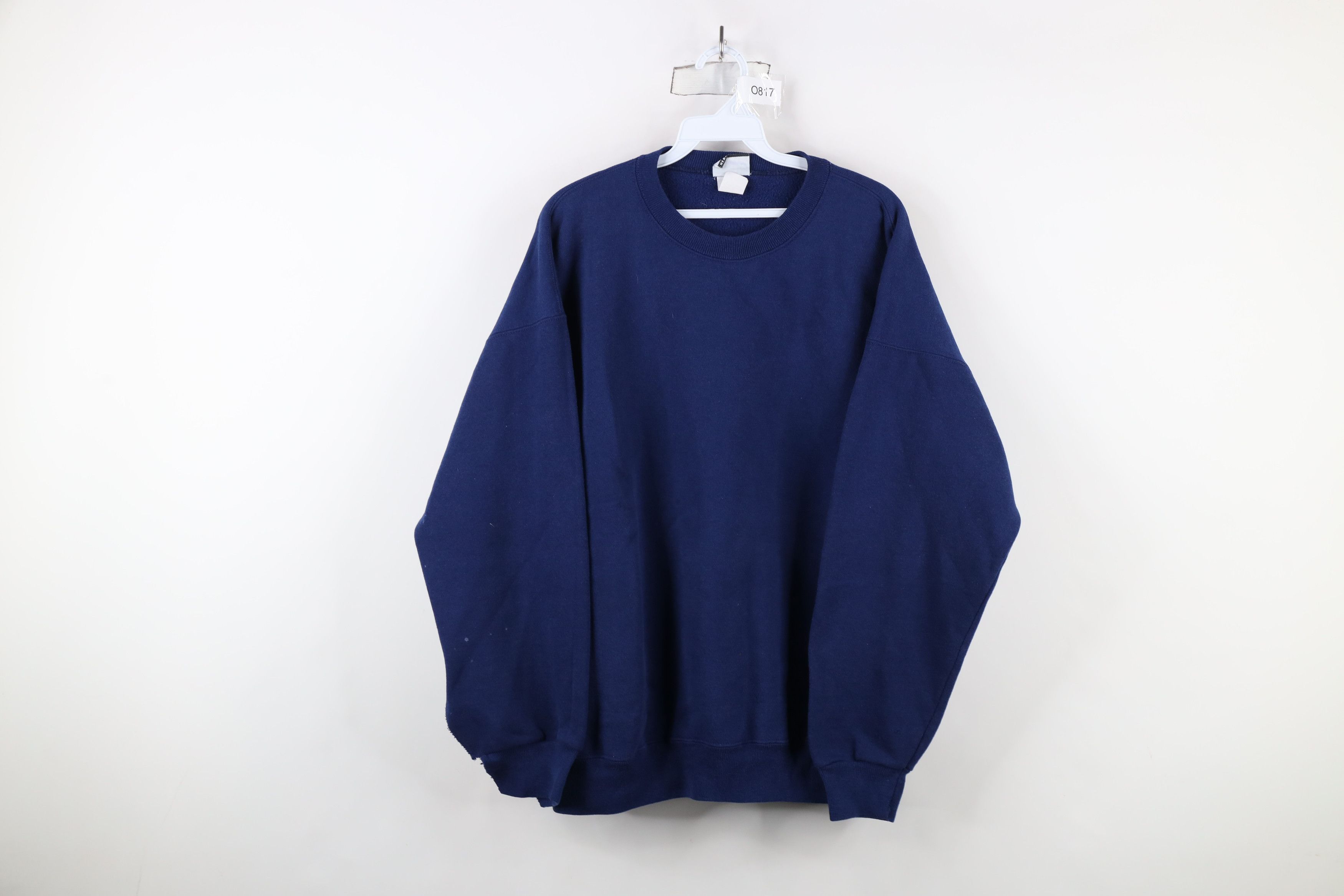 Vintage Vintage 90s Streetwear Blank Crewneck Sweatshirt Blue USA Size US XXL / EU 58 / 5 - 1 Thumbnail