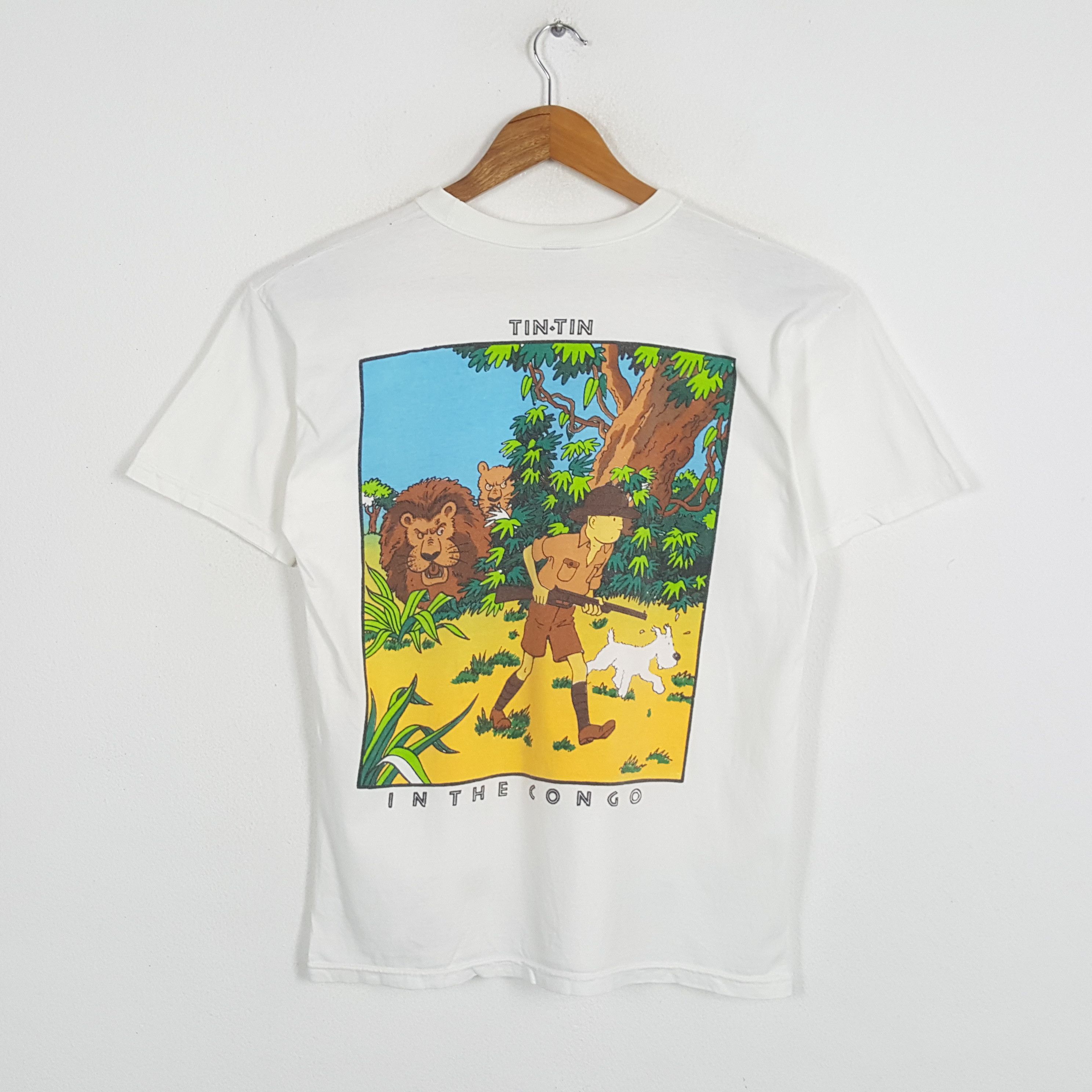 Vintage Vintage TINTIN IN THE CONGO American Animated T-Shirts Size US M / EU 48-50 / 2 - 1 Thumbnail