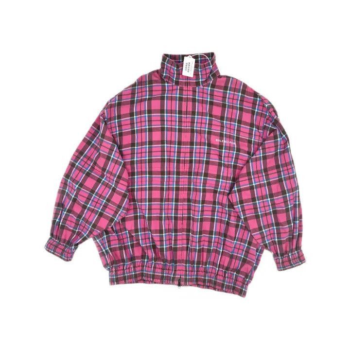 Balenciaga Balenciaga Red Plaid Zip Collar Jacket for Women 0079-2507 Size S / US 4 / IT 40 - 2 Thumbnail