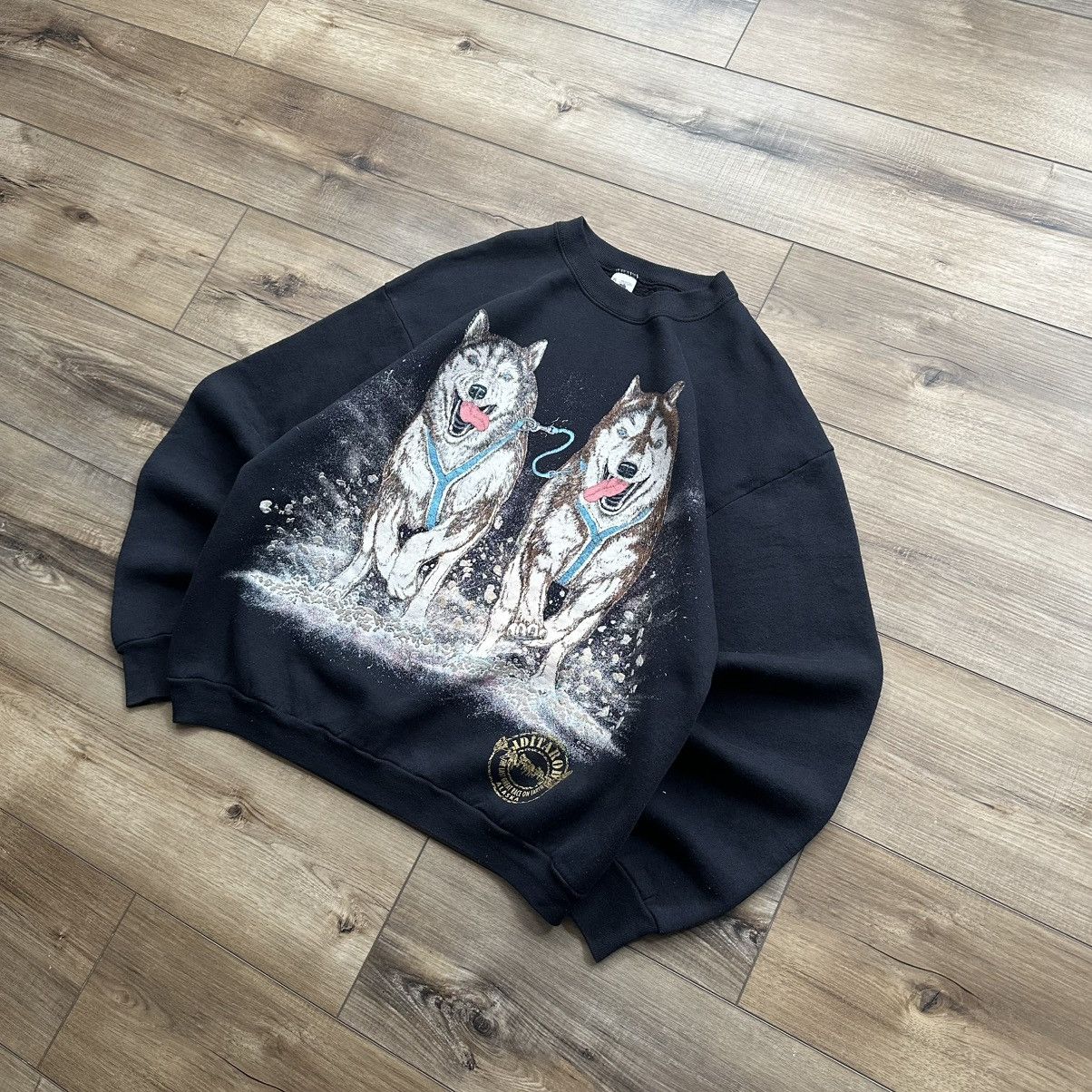 Fruit Of The Loom Vintage 1993 Iditarod Dog Sled Race Puff Print Crewneck Size US XL / EU 56 / 4 - 4 Thumbnail
