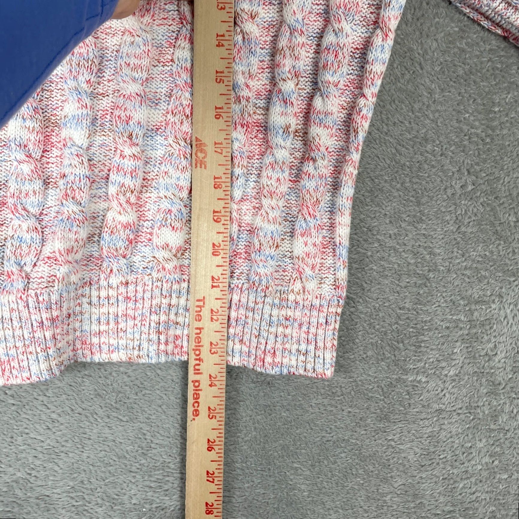 J.Crew VINTAGE J.CREW Pullover Sweater Womens Medium Pink Space Dye Cable Knit Short Crew Neck Long Sleeve Size M / US 6-8 / IT 42-44 - 7 Thumbnail