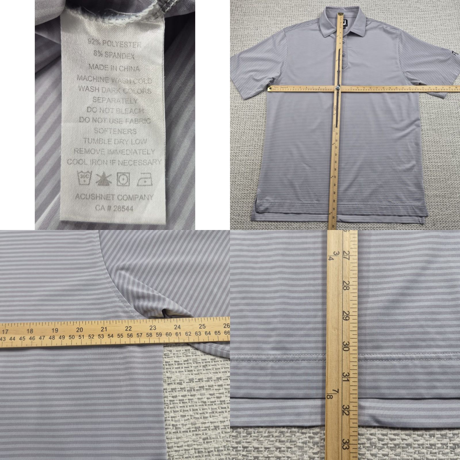 Footjoy FootJoy Golf Polo Shirt Mens Large Gray Stripe Huukan Club Golf Performance Size US L / EU 52-54 / 3 - 8 Thumbnail