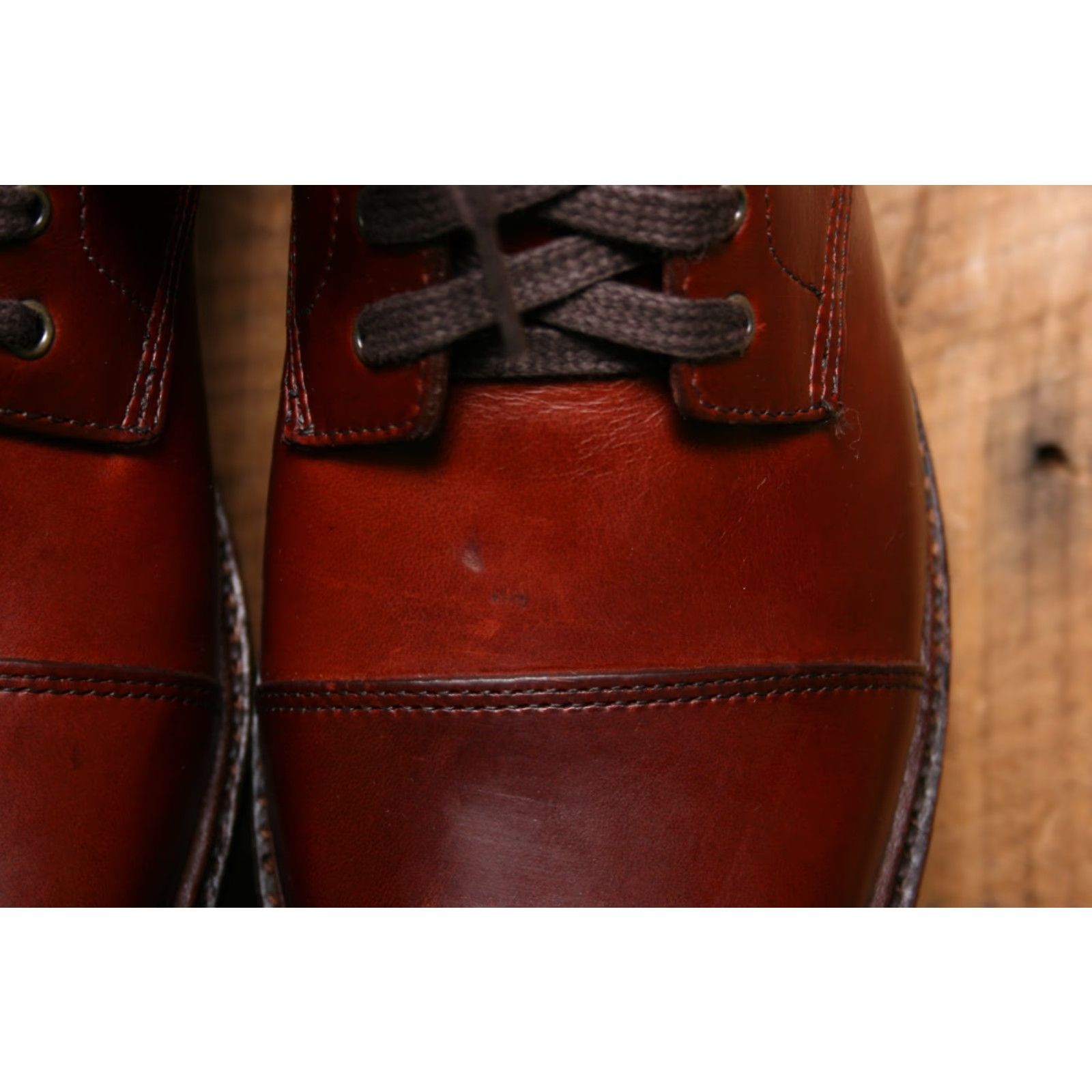 J.Crew J.CREW Kenton Burgundy Pull Up Leather Cap Toe Ankle Boots Sz 7.5 Leather Upper Combat Style Men’s Boots Lace Up Size ONE SIZE - 6 Thumbnail