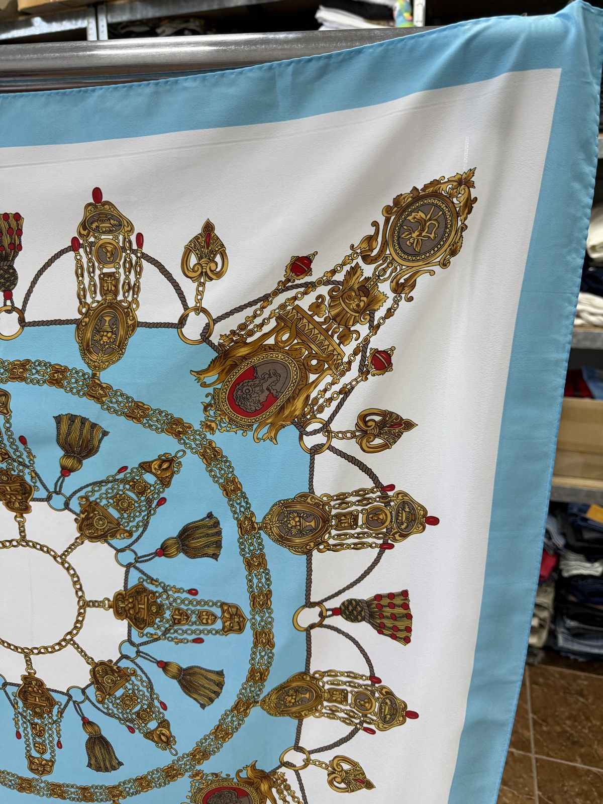 Hermes 🇫🇷 Vintage 90s Hermes Paris Baroque Chain Silk Scarf Luxury Size ONE SIZE - 3 Thumbnail