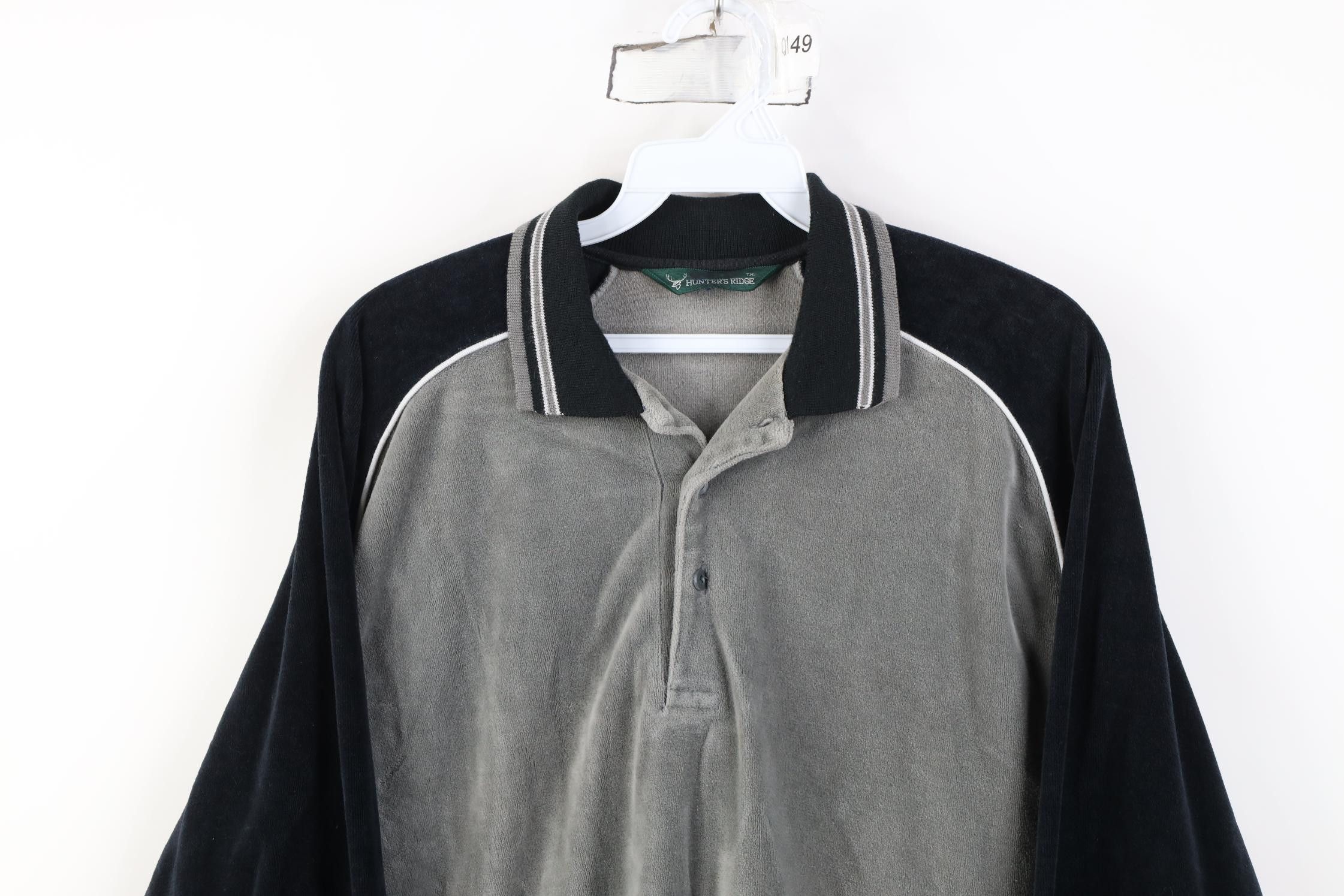 Vintage Vintage 90s Streetwear Block Velour Long Sleeve Polo Shirt Size US M / EU 48-50 / 2 - 2 Thumbnail