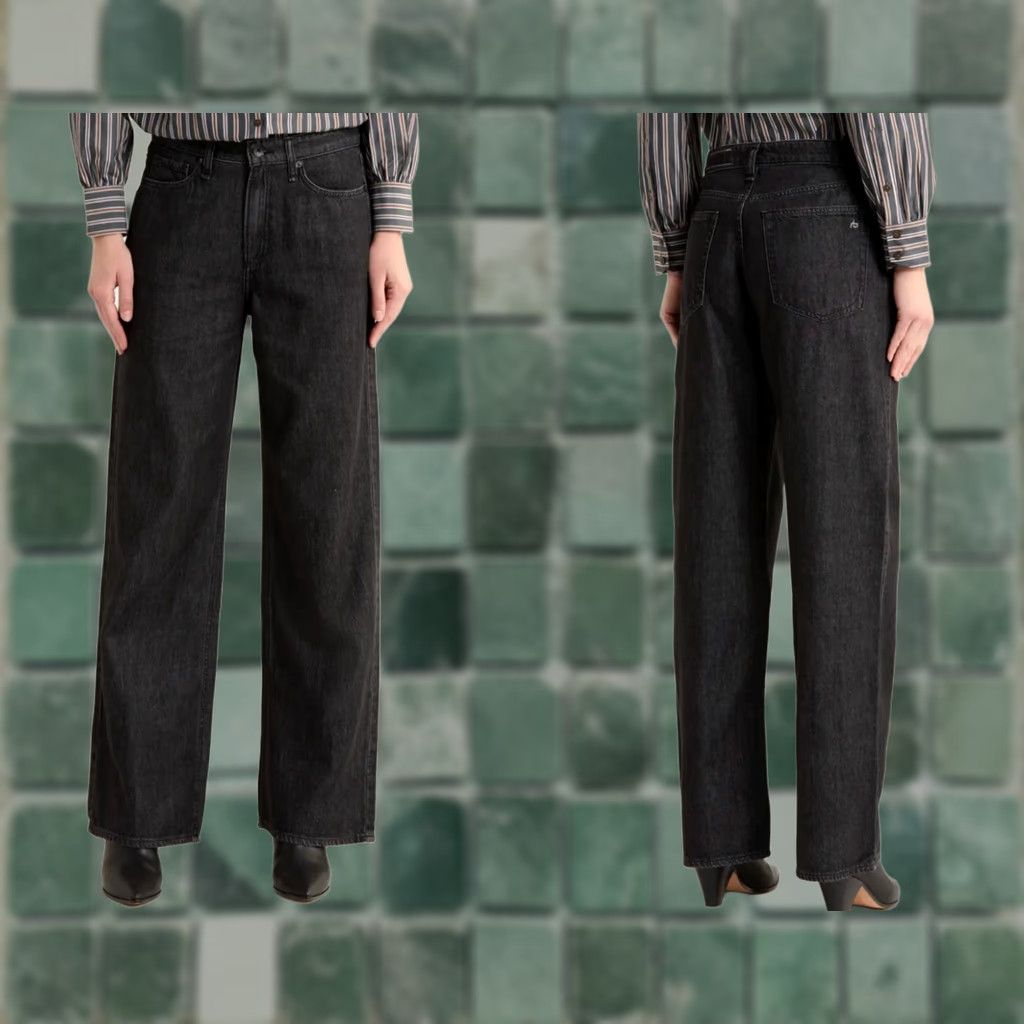 Rag & Bone rag & bone Lori New York Jeans Wide-Leg Women 30 NWT Black Denim Distressed 5-Pocket Regular Rise Slim/Relaxed Fit Size 30" / US 8 / IT 44 - 1 Thumbnail