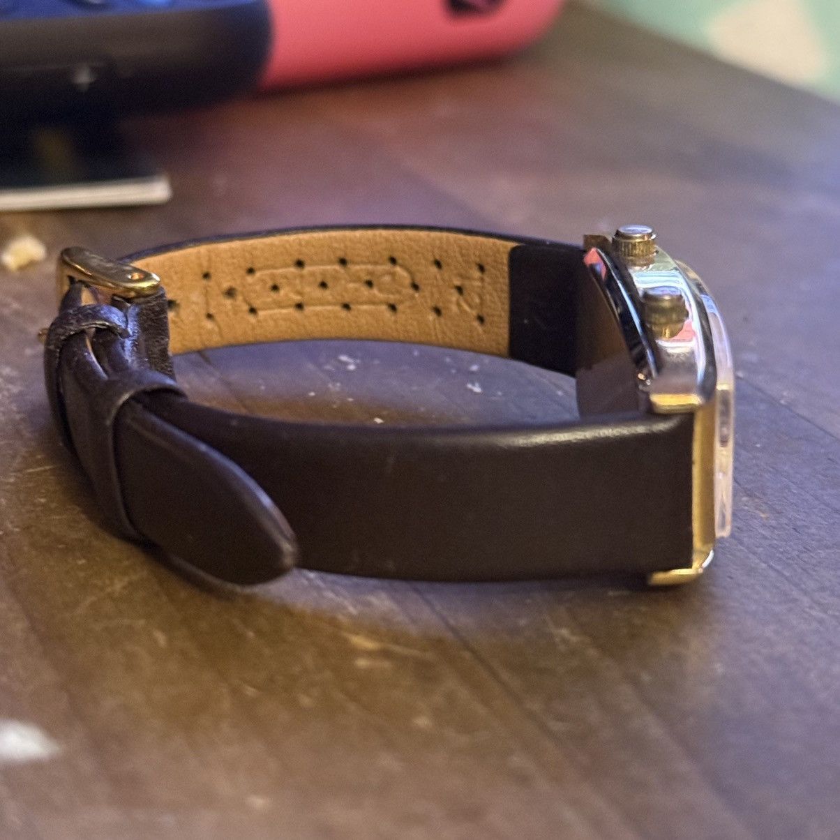 Orvis Orvis Dual Time rectangle face leather watch Size ONE SIZE - 6 Thumbnail