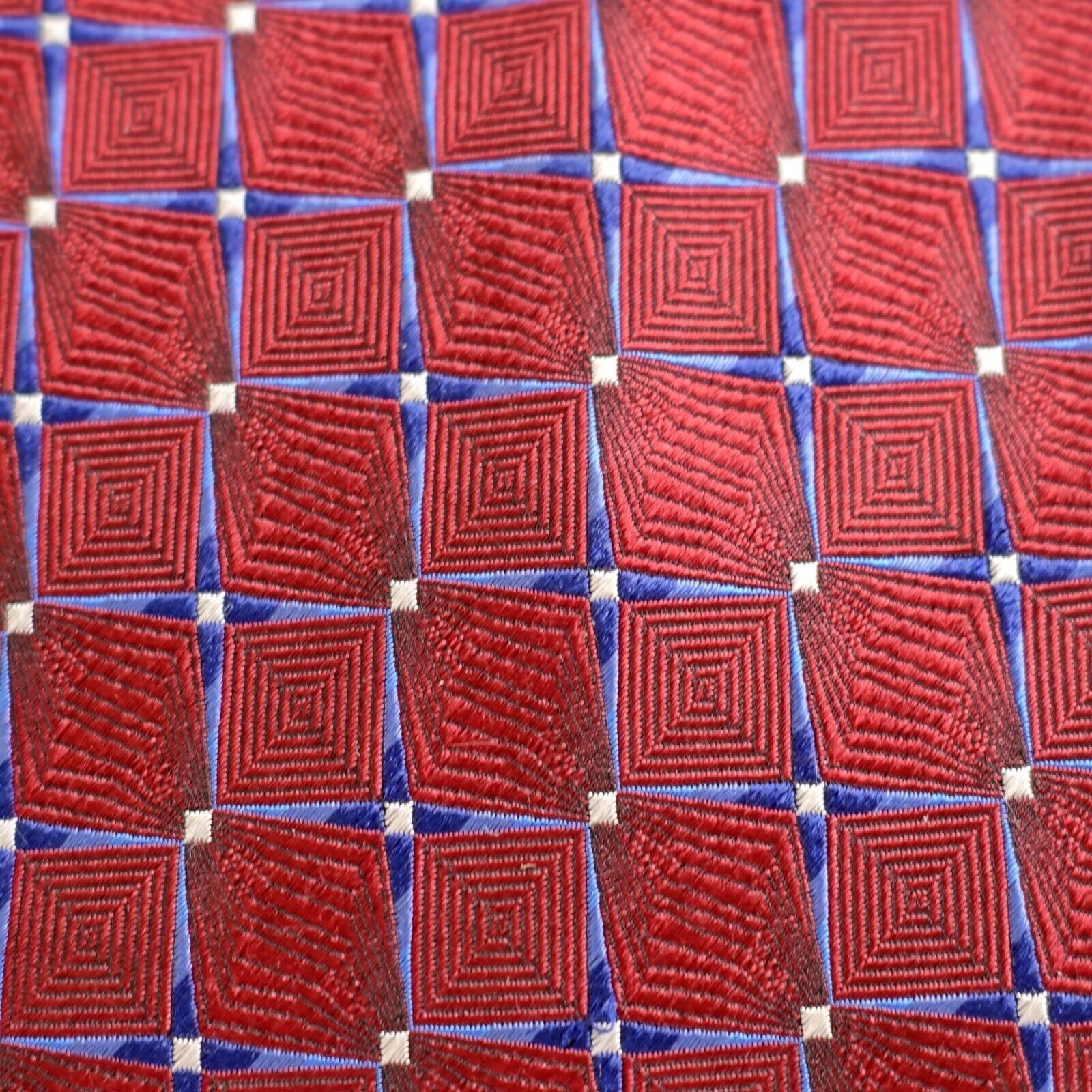 Pierre Cardin Pierre Cardin Red Blue Geometric Woven Wide Silk Tie Size ONE SIZE - 2 Thumbnail