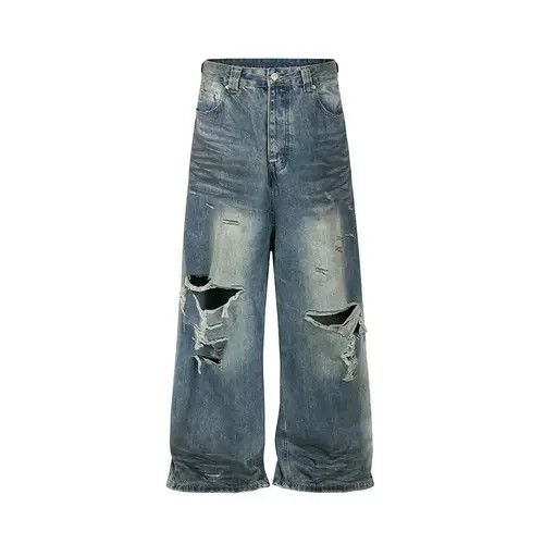 Japanese Brand Momoko x Hioki Custom Distressed Ripped hole baggyJeans Size US 30 / EU 46 - 1 Thumbnail
