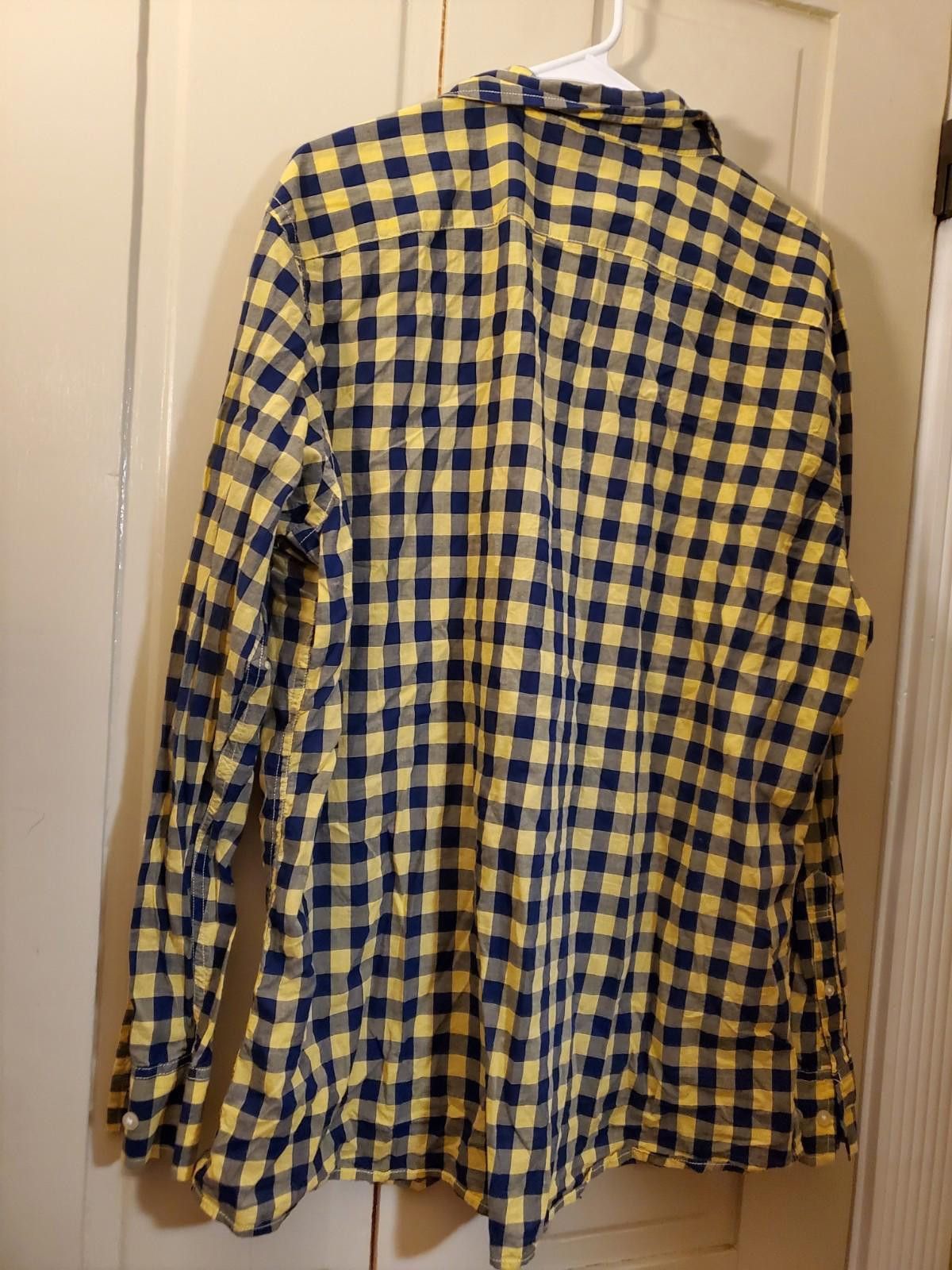 Sonoma Sonoma Men's Life+Style Navy/Yellow Check LS XL Cotton Shirt Size US XL / EU 56 / 4 - 4 Thumbnail