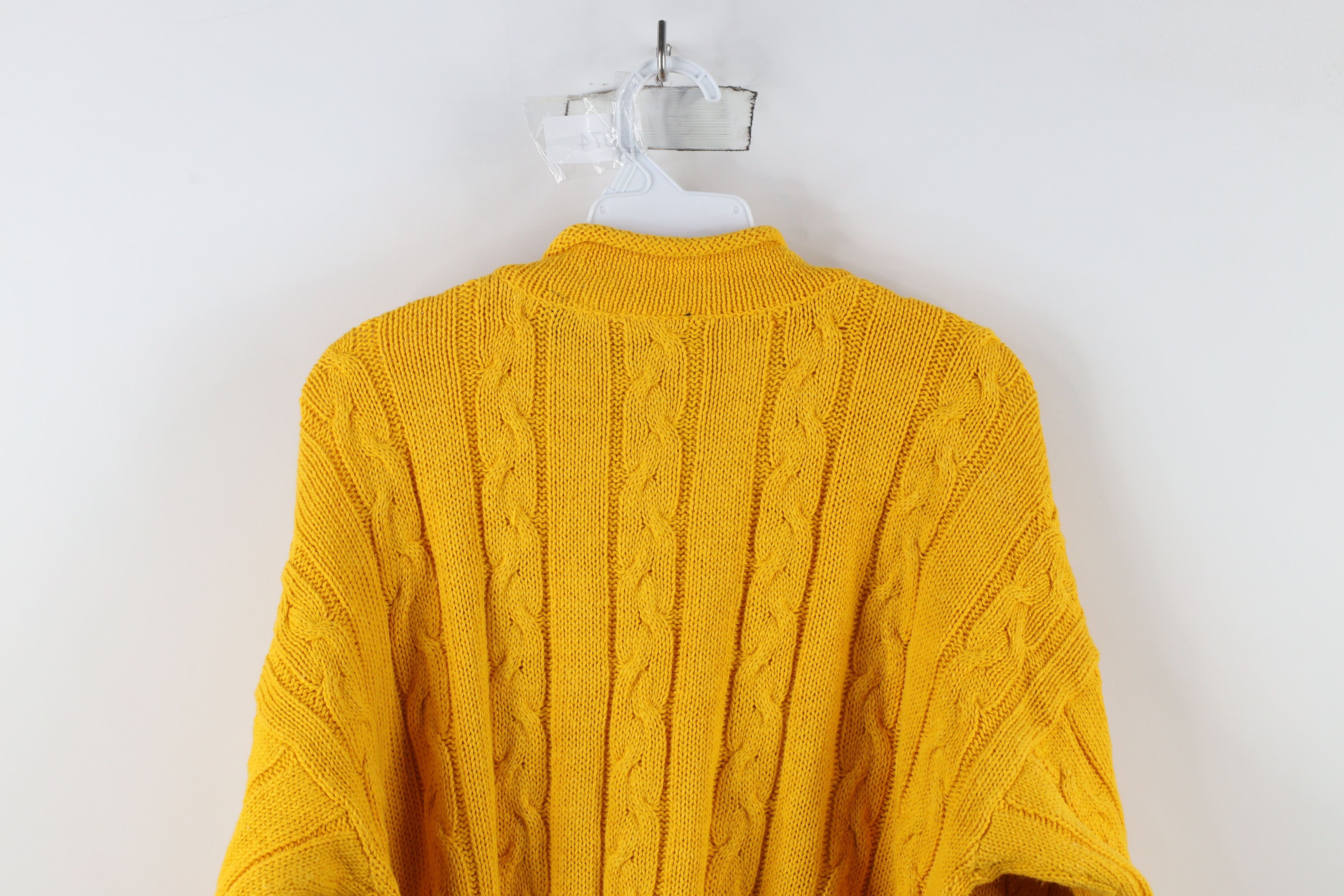 Vintage Vintage 90s Streetwear Chunky Cable Knit Sweater Yellow Size M / US 6-8 / IT 42-44 - 11 Thumbnail