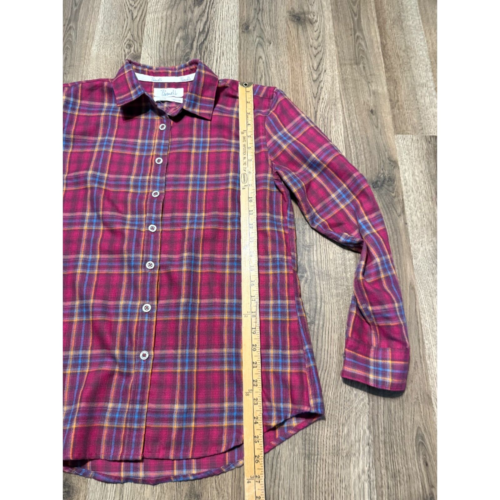 Vintage Purnell Shirt Women's Medium Purple Orange Blue Plaid Long Sleeve Button Up Size M / US 6-8 / IT 42-44 - 7 Thumbnail