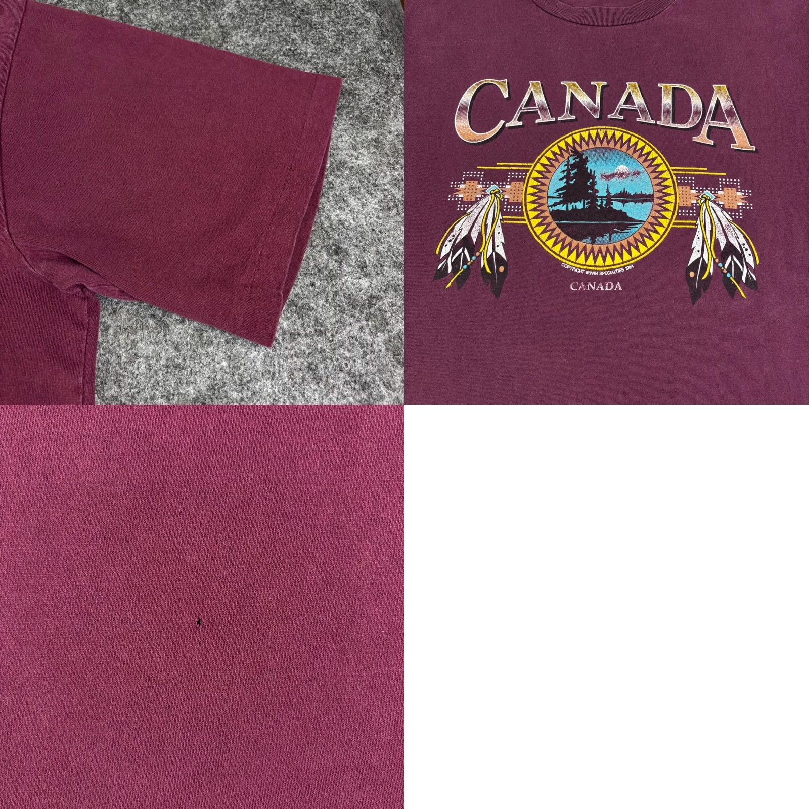 Vintage VINTAGE 1994 Canada T Shirt XL Maroon Irwin Specialties Graphic Single Stitch Size US XL / EU 56 / 4 - 8 Thumbnail