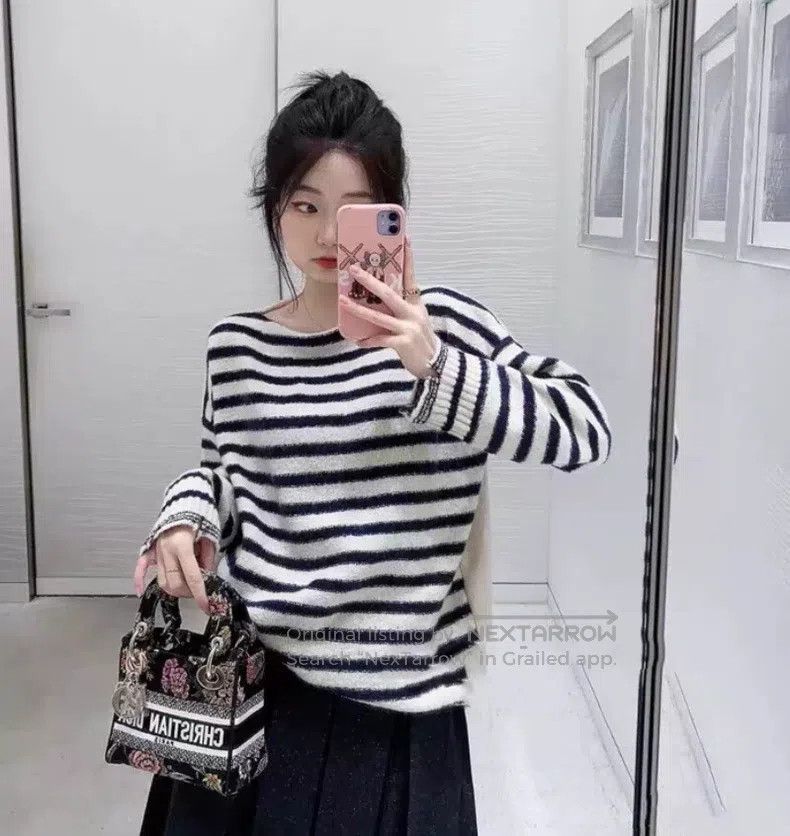 Dior Dior Colour block striped logo letter inlaid cashmere A-li Size XXS / US 00 / IT 34 - 9 Thumbnail