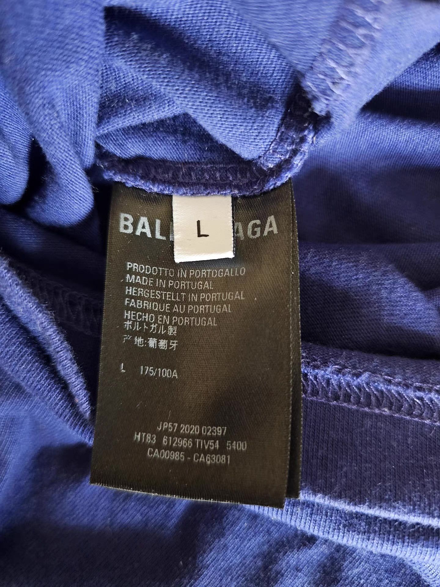 BAL Balenciaga blue short-sleeve T-shirt, Size US L / EU 52-54 / 3 - 5 Thumbnail