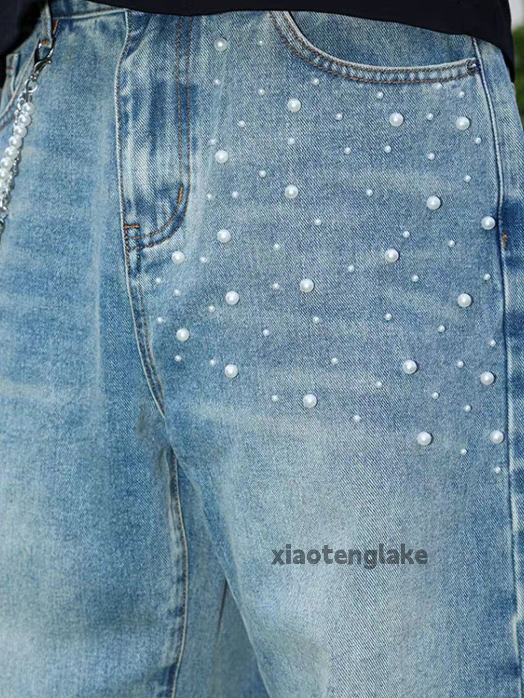 Vintage Custom washed faded loose baggy skate hiphop jeans Size US 34 / EU 50 - 4 Thumbnail