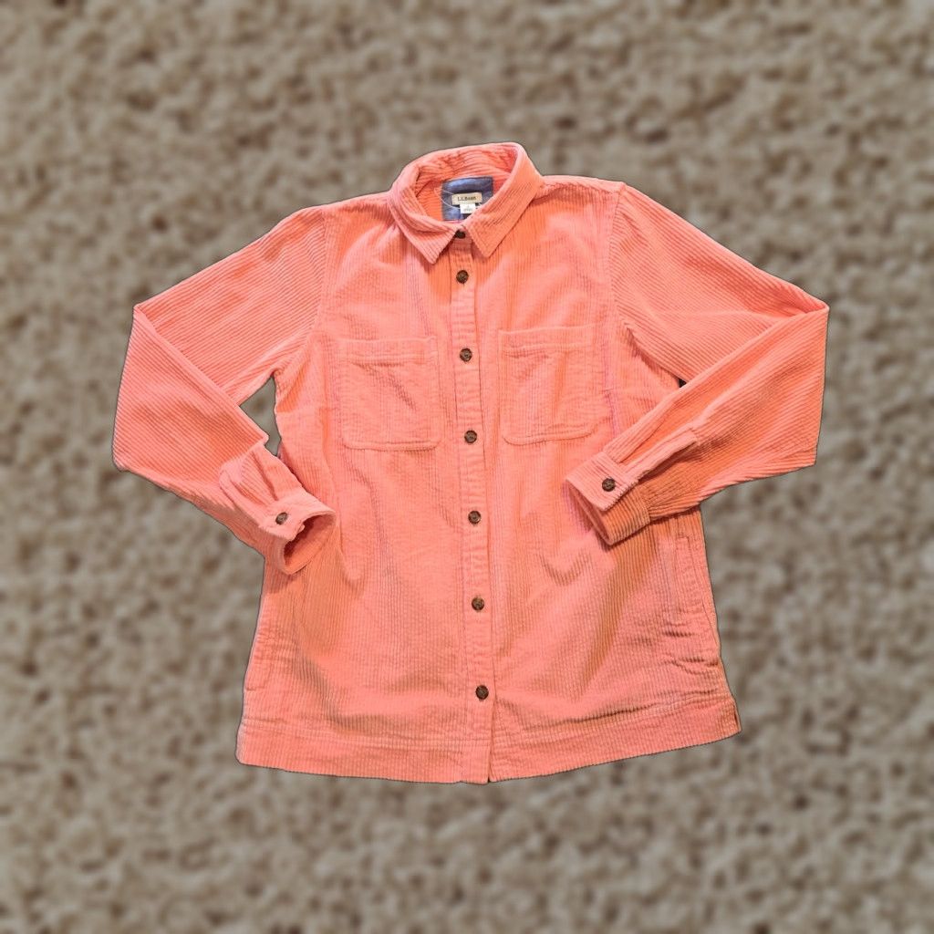 Vintage L.L. Bean Jacket Womens Small Tall Orange Wide Wale Corduroy Shirt Shacket Casual Size S / US 4 / IT 40 - 1 Thumbnail
