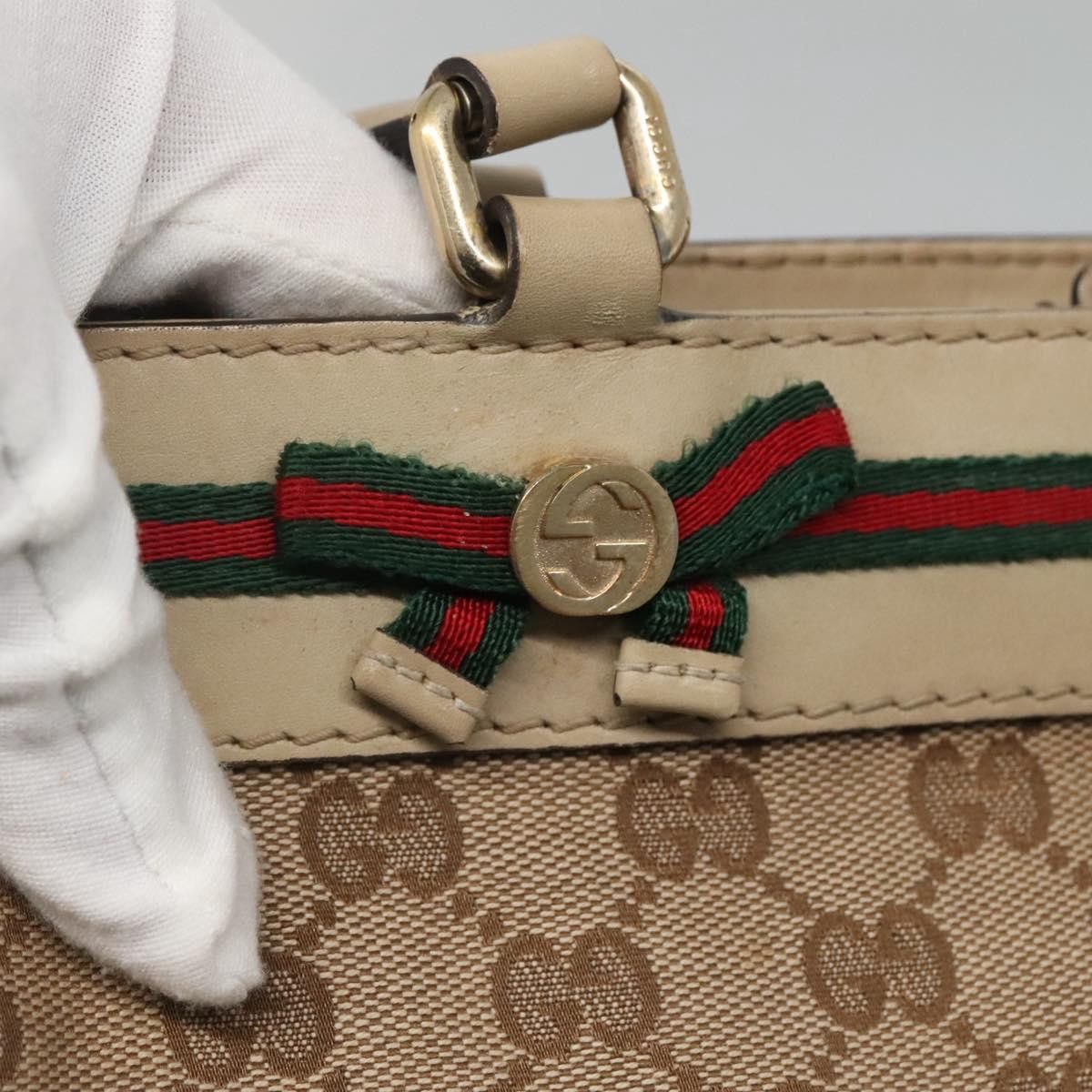 Gucci GUCCI GG Canvas Web Sherry Line Tote Bag Beige Gold Size ONE SIZE - 14 Thumbnail
