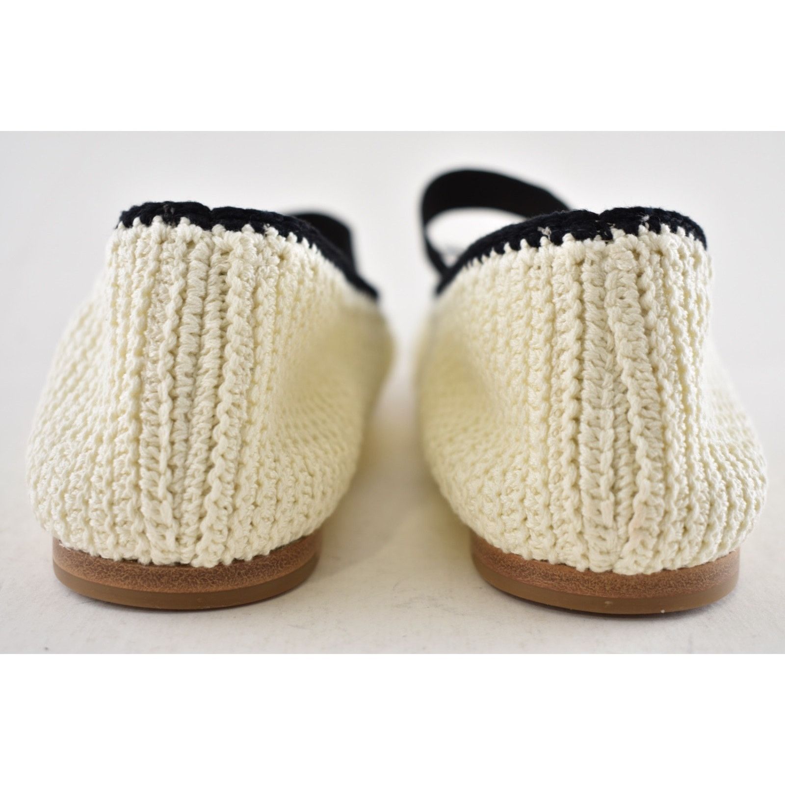 Miu Miu Miu Miu Crochet Knit Black White Bicolor Logo Strap Ballet Size US 11.5 / IT 41.5 - 19 Thumbnail