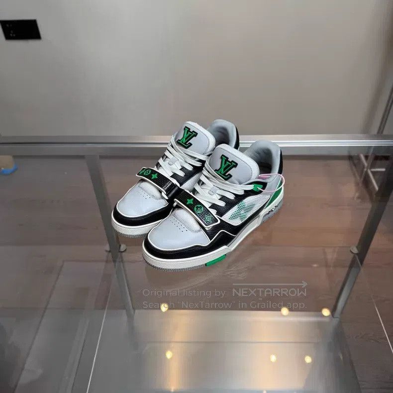 Louis Vuitton Louis Vuitton Trainer Black and Green Velcro shoes Size US 7 / EU 40 - 1 Thumbnail