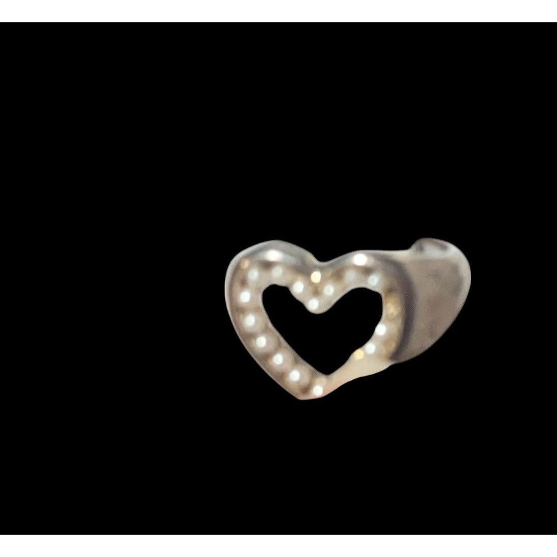 Other Vintage Open Heart Silver Tone Seed Pearl Ring Size 6 1/4 Size ONE SIZE - 10 Thumbnail