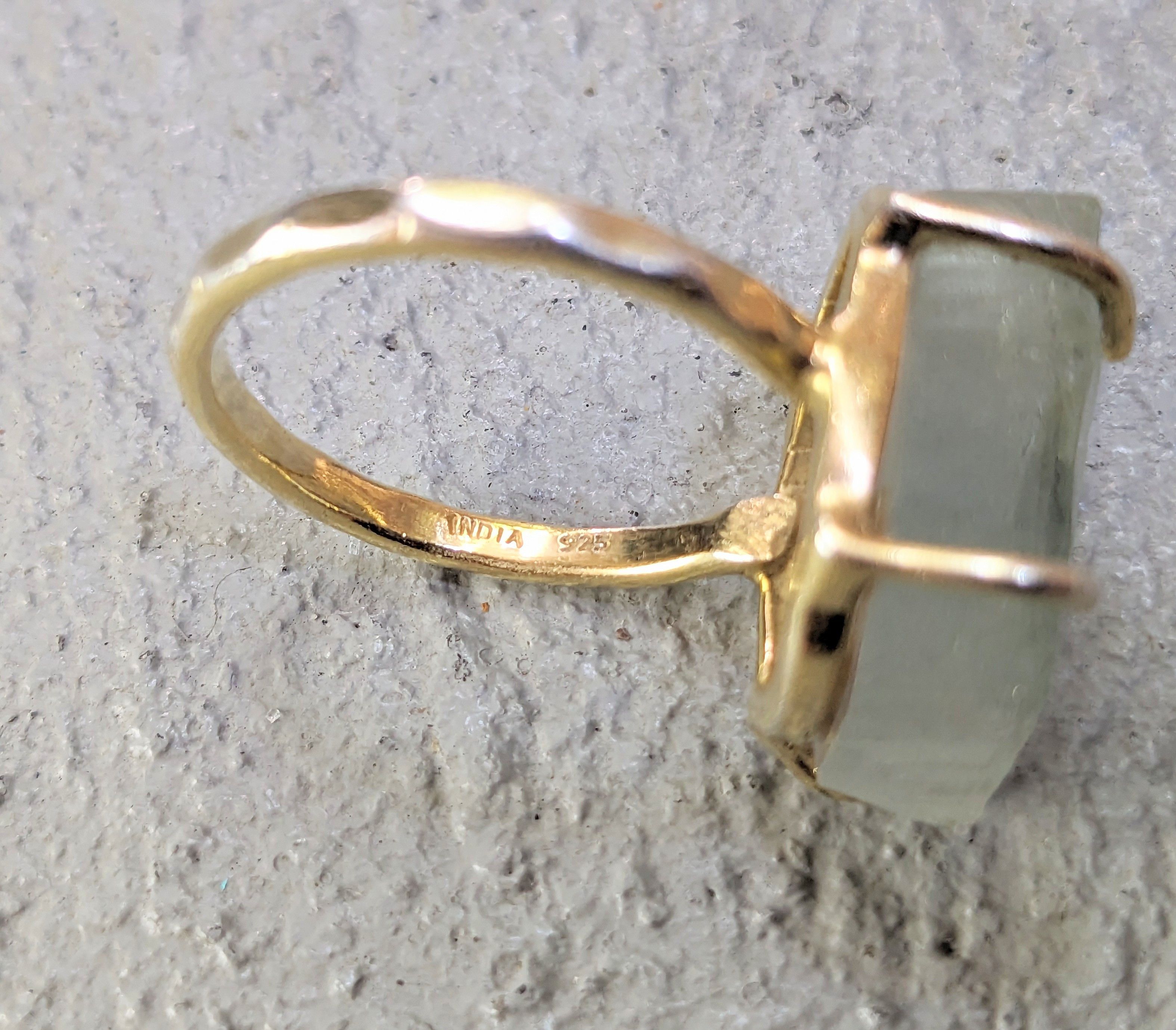 Jewelry Vintage Sterling Silver Ring Glass 7.75 Modern Gold Plated Size ONE SIZE - 11 Thumbnail