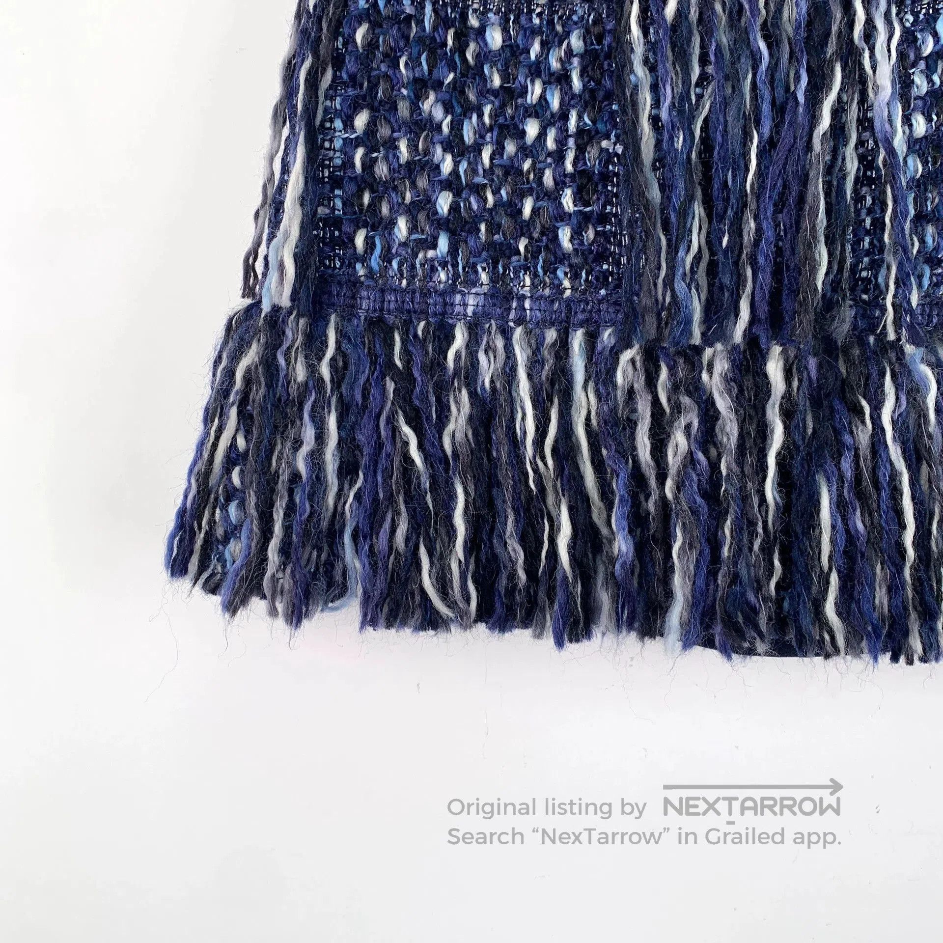 Dior blue wool fringed mini skirt by dior. Size US 38 / EU 54 - 4 Thumbnail