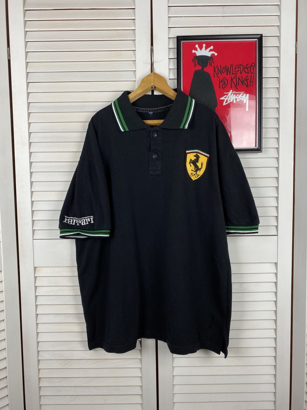 Ferrari Vintage Shirt Rugby Polo Ferrari Big Knit Logo Patch Racing Size US L / EU 52-54 / 3 - 2 Thumbnail