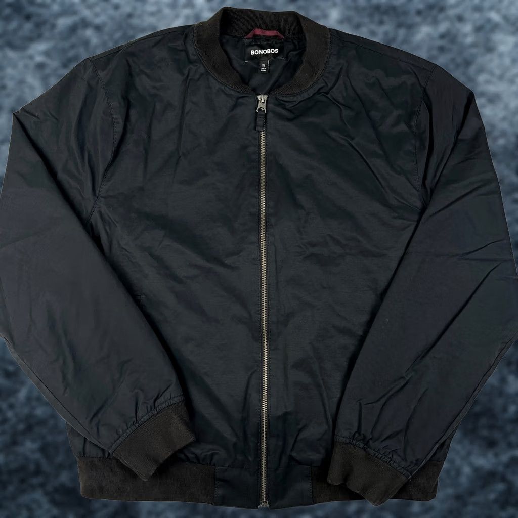 Bonobos Bonobos Bomber Jacket Satin Full Zip XL Mens Black Coat Size US XL / EU 56 / 4 - 1 Thumbnail