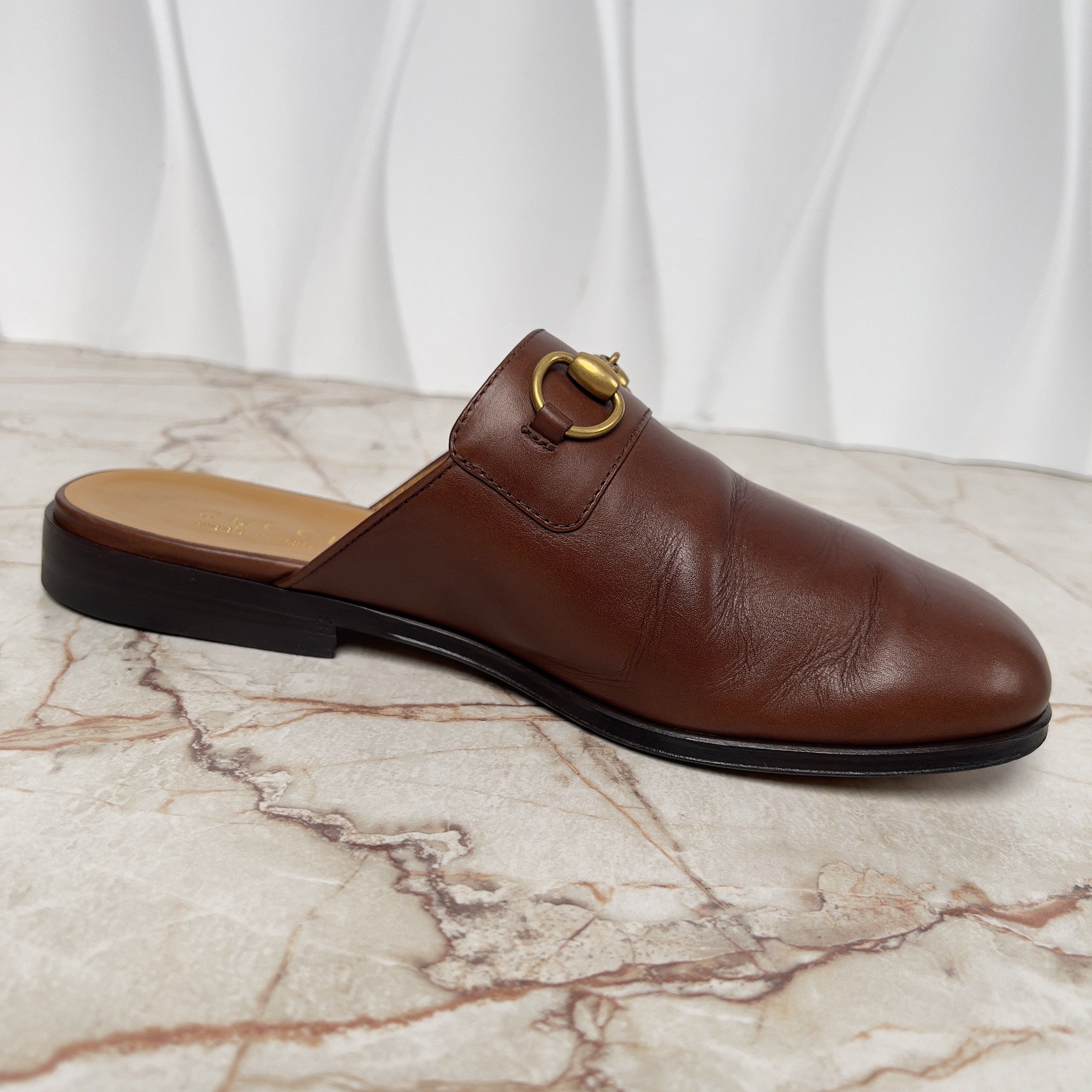 Gucci River Horsebit Sabot Clogs Mules Slippers Brown Leather Size US 8.5 / EU 41-42 - 7 Thumbnail