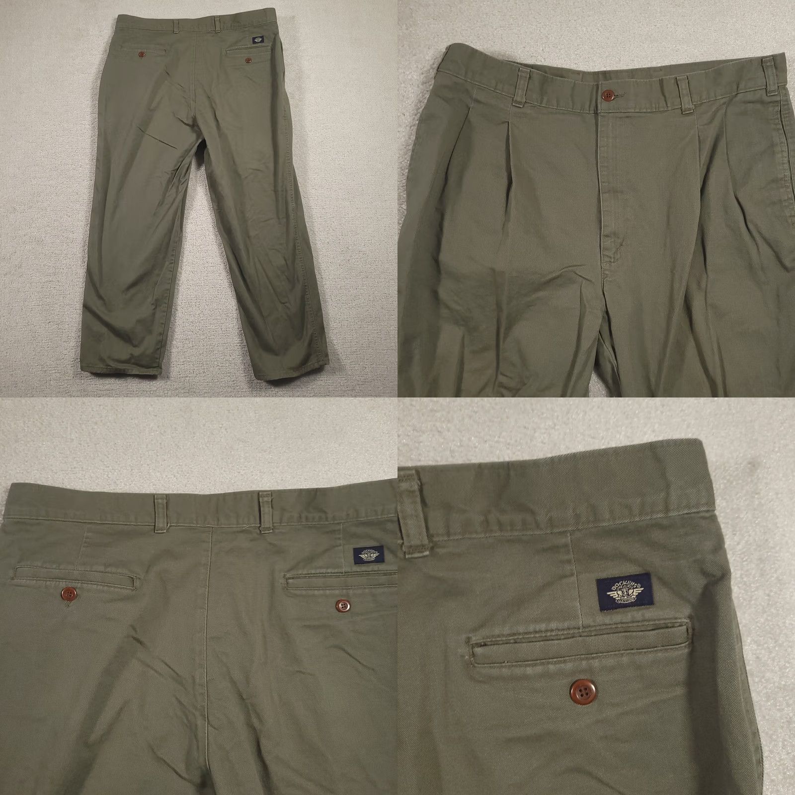 Dockers VINTAGE Dockers Pants Mens 38x29 Olive Green Pleated Baggy Chinos By Levis 90s Size US 38 / EU 54 - 8 Thumbnail