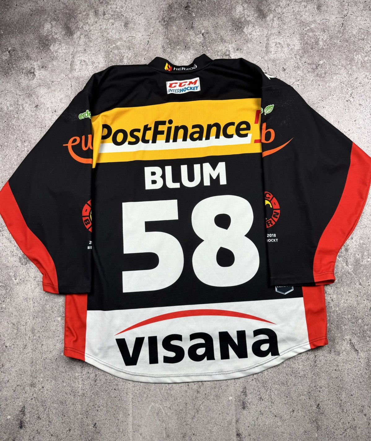 NHL × Nike 🇨🇭 Vintage 90s SC Bern Switzerland Hockey Jersey Peugeot #58 Size US XXL / EU 58 / 5 - 1 Thumbnail