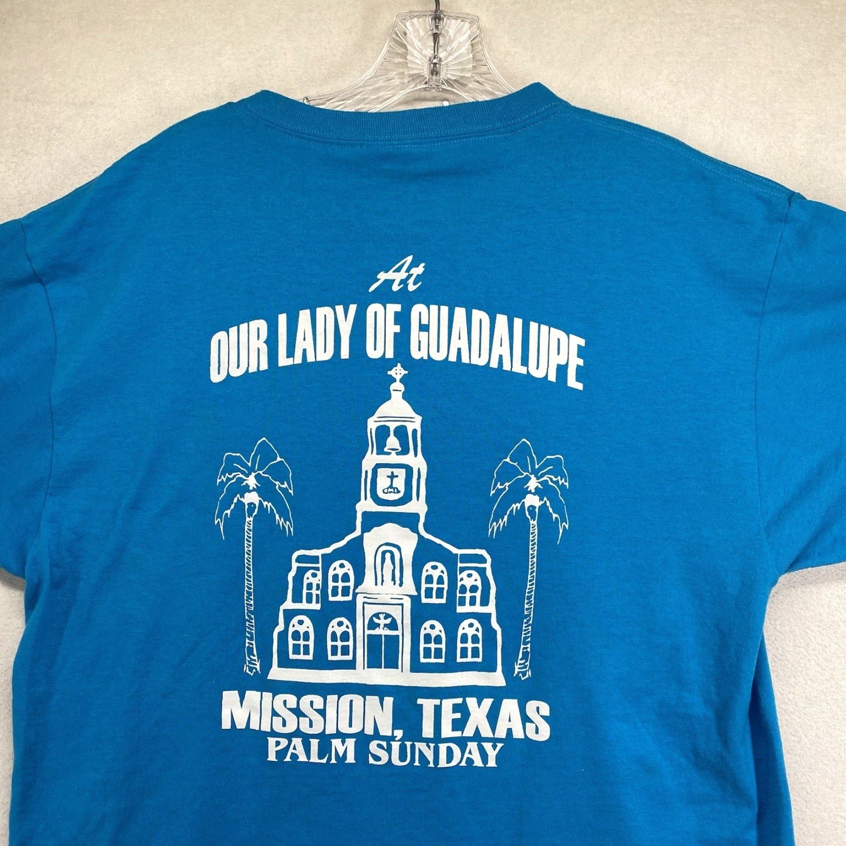Jerzees VINTAGE Jerzees T-Shirt Men Men Large Blue Jesus 80s 90s Religion Scripture Cavalry of Christ Lady of Guadalupe Gift Size US L / EU 52-54 / 3 - 4 Thumbnail