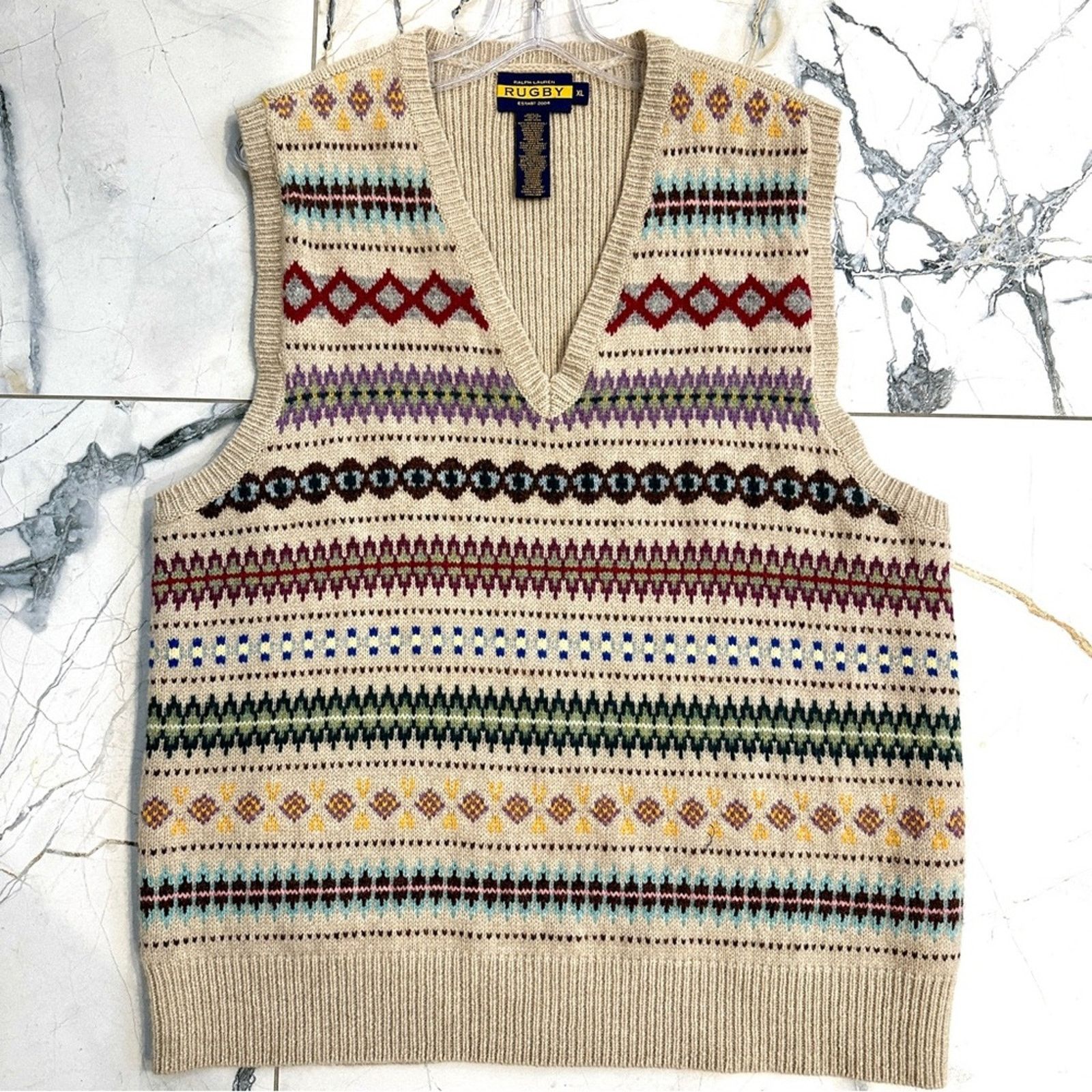 Ralph Lauren RUGBY Ralph Lauren | XL Fair Isle Sweater Vest Wool Cashmere Size US XL / EU 56 / 4 - 2 Thumbnail