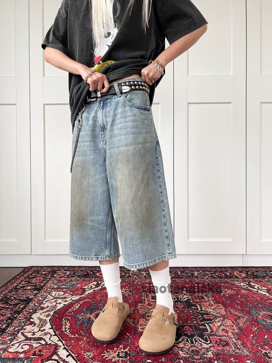 Designer × Jean × Vintage Unisex washed faded cleanfit punk grunge stain shorts Size US 36 / EU 52 - 7 Thumbnail