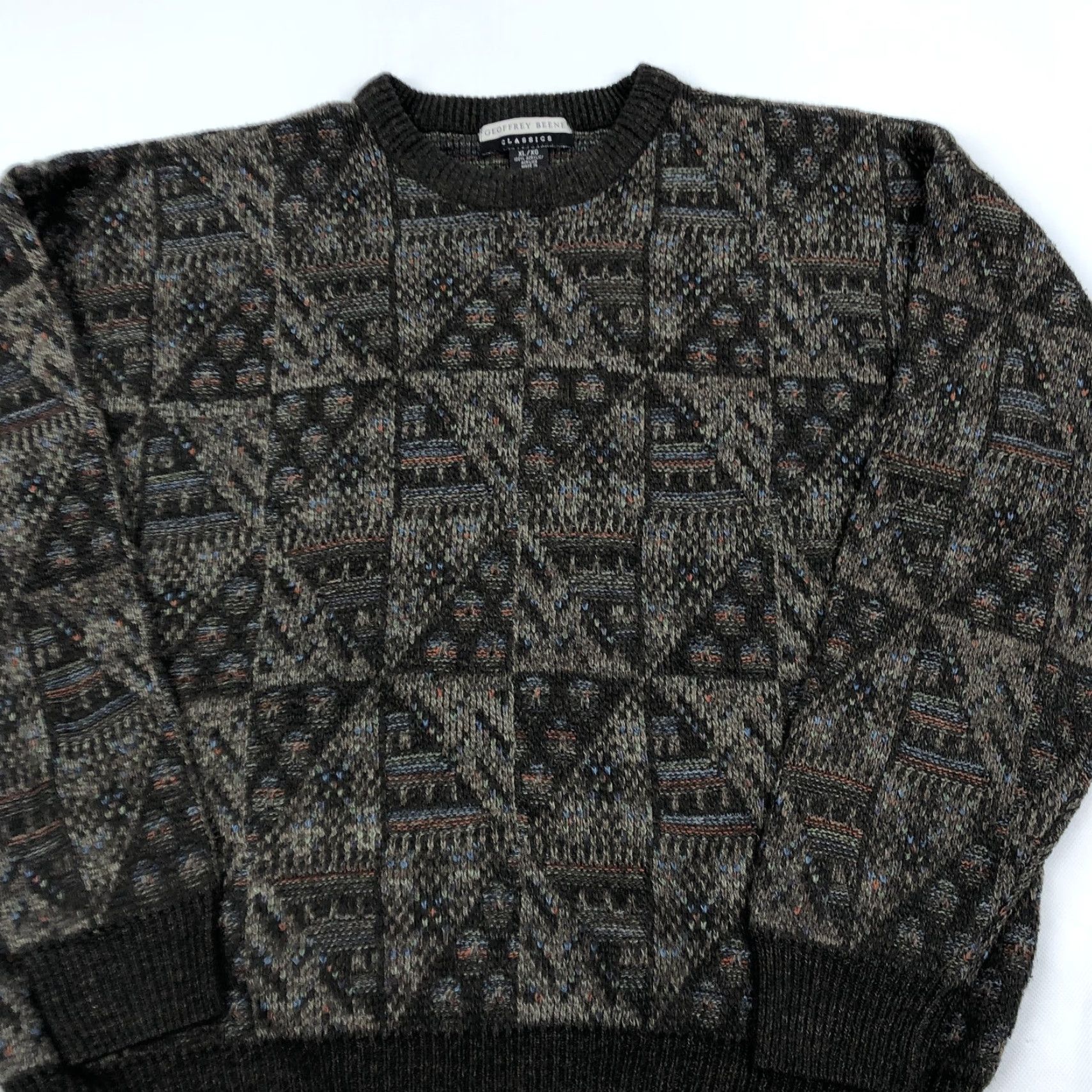 Geoffrey Beene Geoffrey Beene Mens XL Acrylic Geometric Pattern Crew Neck Sweater Vintage Size US XL / EU 56 / 4 - 2 Thumbnail