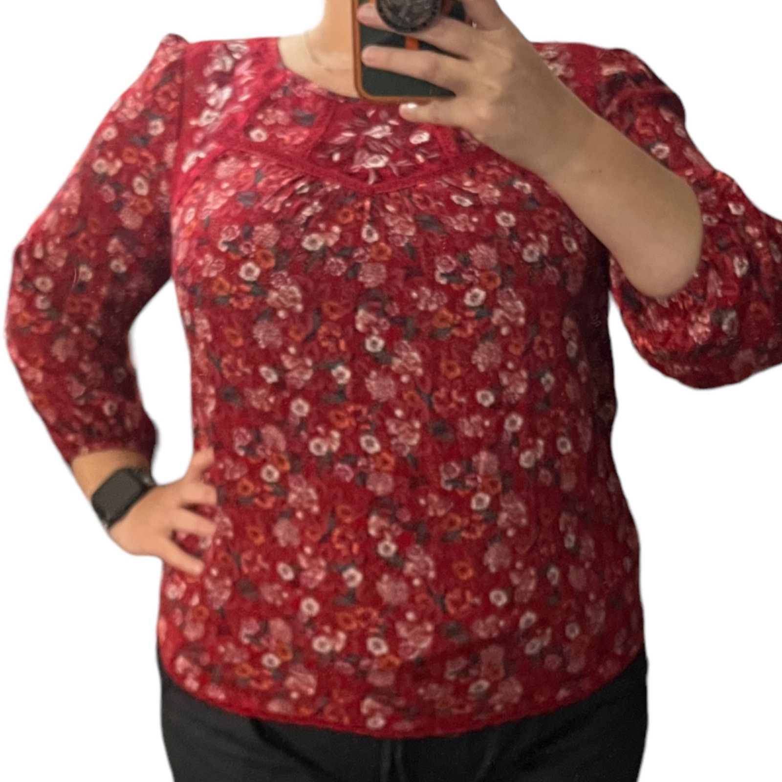 Other Tempesta Lace Detail 3/4 Sleeve Top - Stitch Fix Boho Blouse Size S / US 4 / IT 40 - 2 Thumbnail