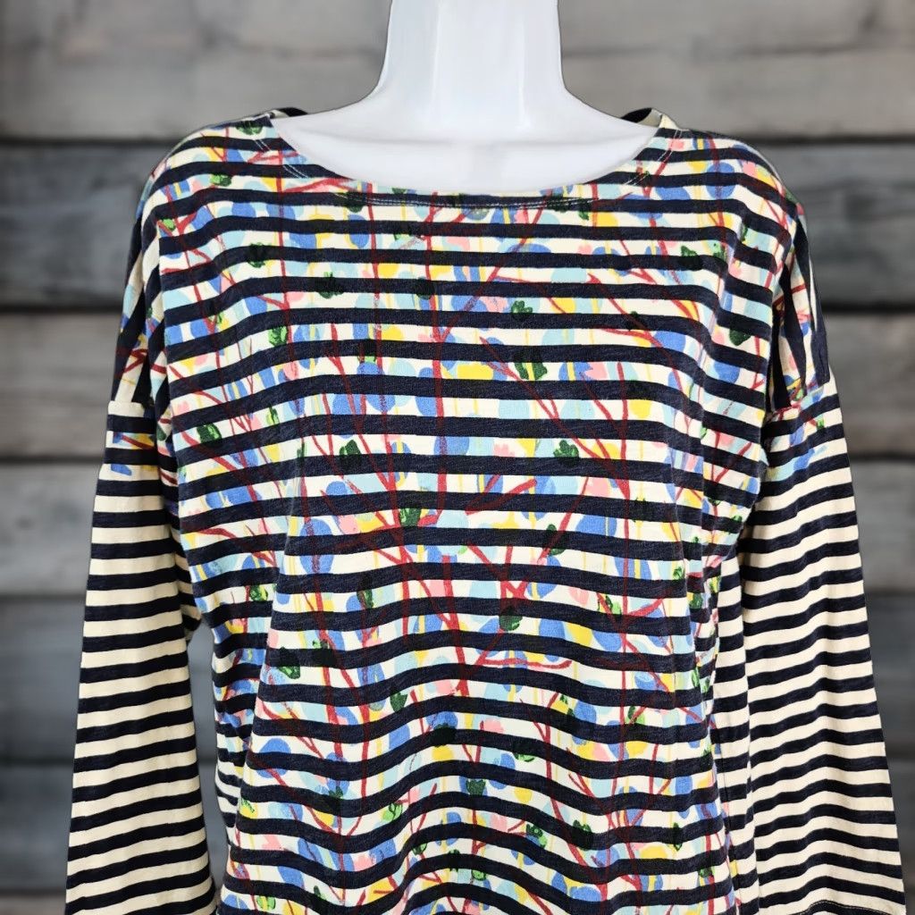 J.Crew Michael De Feo for J.Crew Womens Top Sz Small Blue Pink Stripe Long Sleeve Shirt Size S / US 4 / IT 40 - 1 Thumbnail