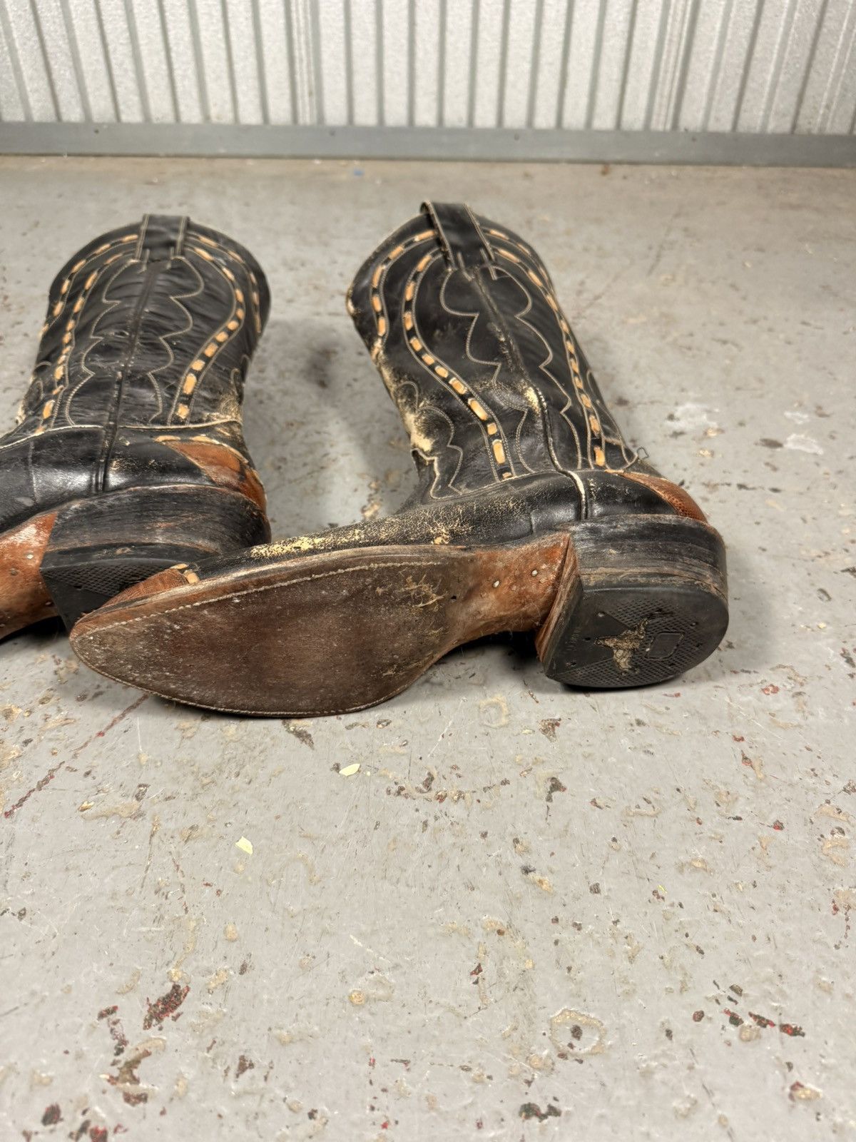 Vaquera 80s Vintage Vaquero Distressed Brown Lizard Toe Cowboy Boots Size US 9 / EU 42 - 4 Thumbnail