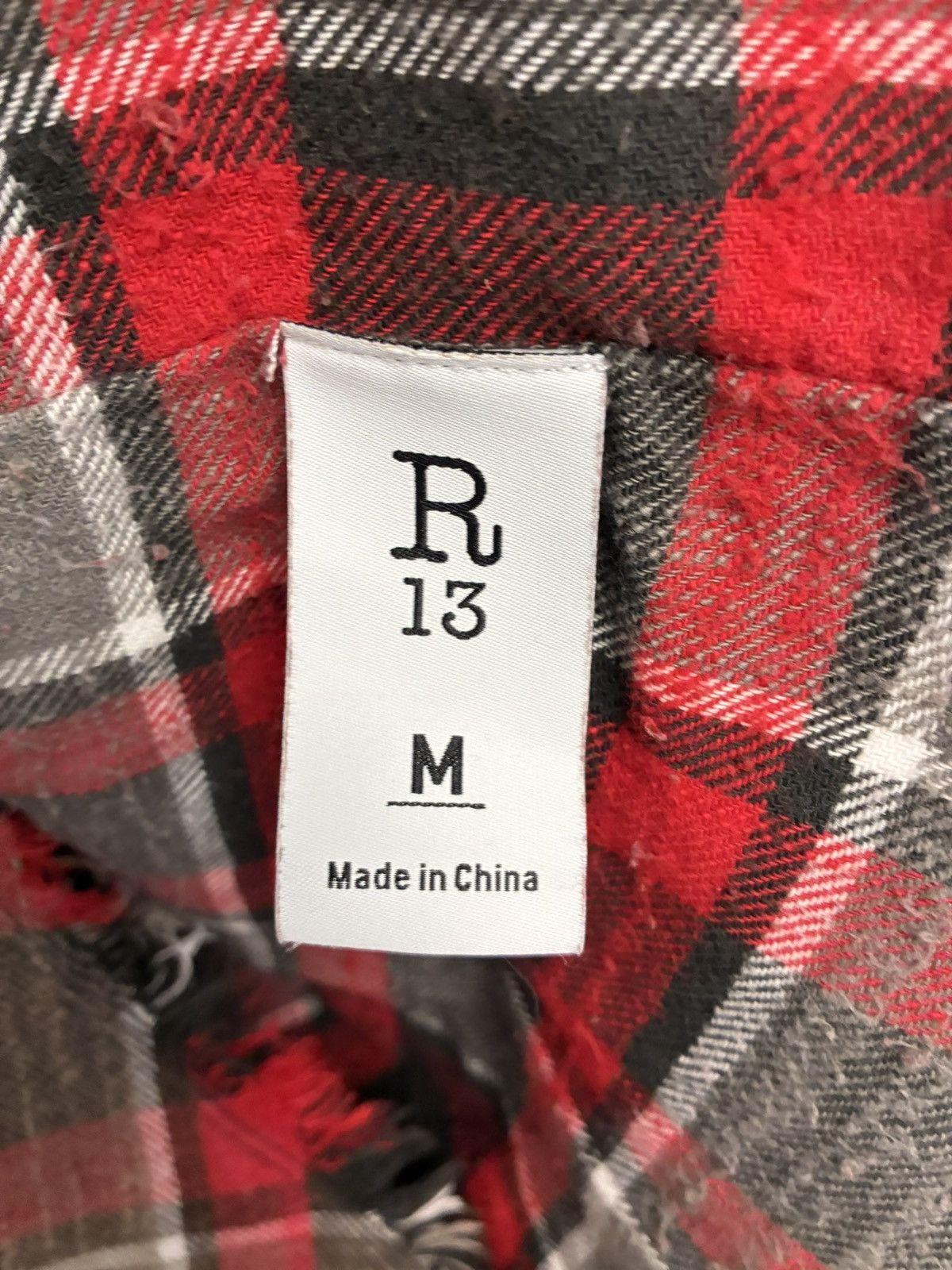 R13 Shredded seam Shirt red grey plaid medium Size M / US 6-8 / IT 42-44 - 9 Thumbnail