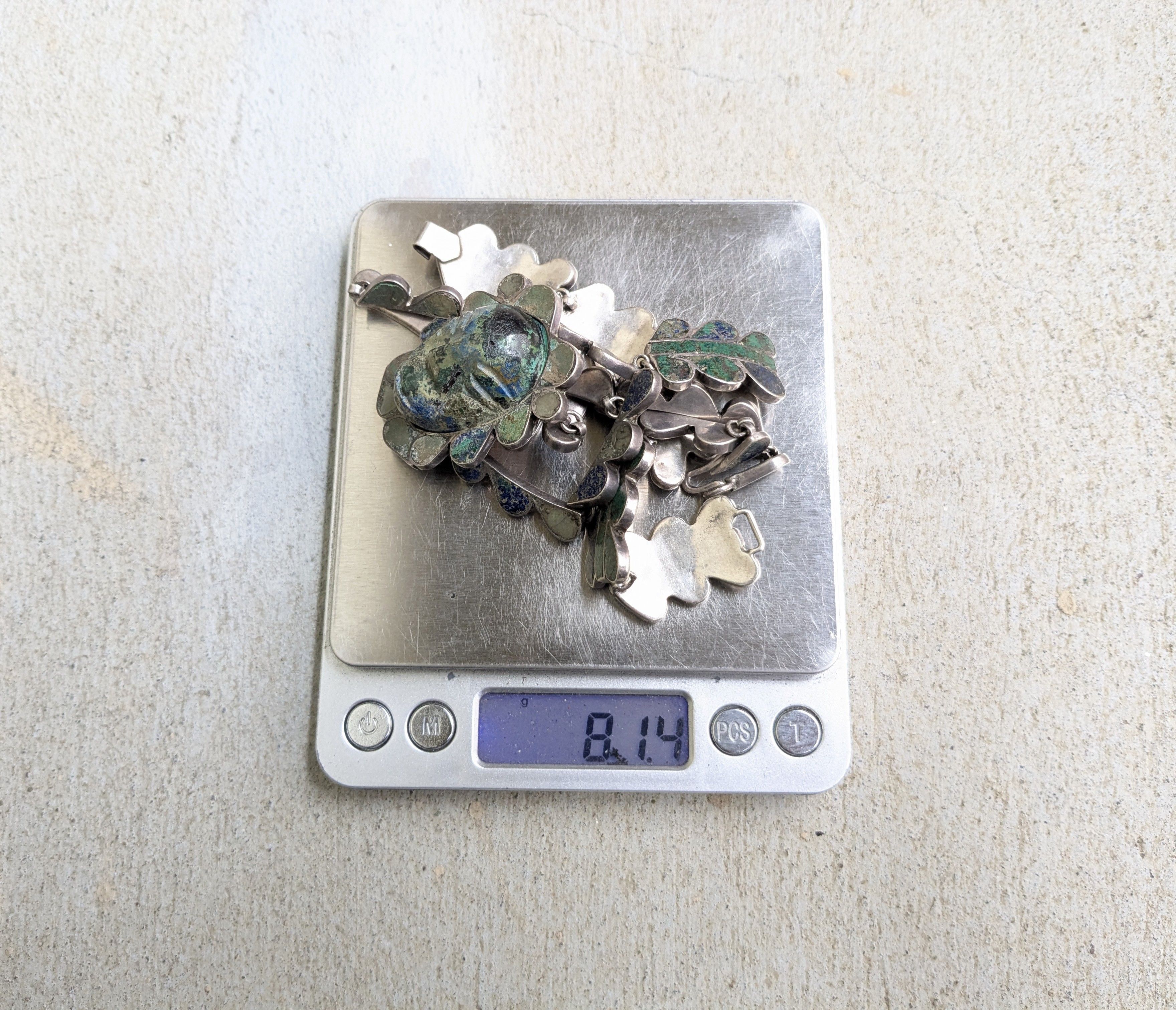 Vintage Vintage Sterling Silver Necklace Bracelet Turquoise Mask Size ONE SIZE - 22 Thumbnail