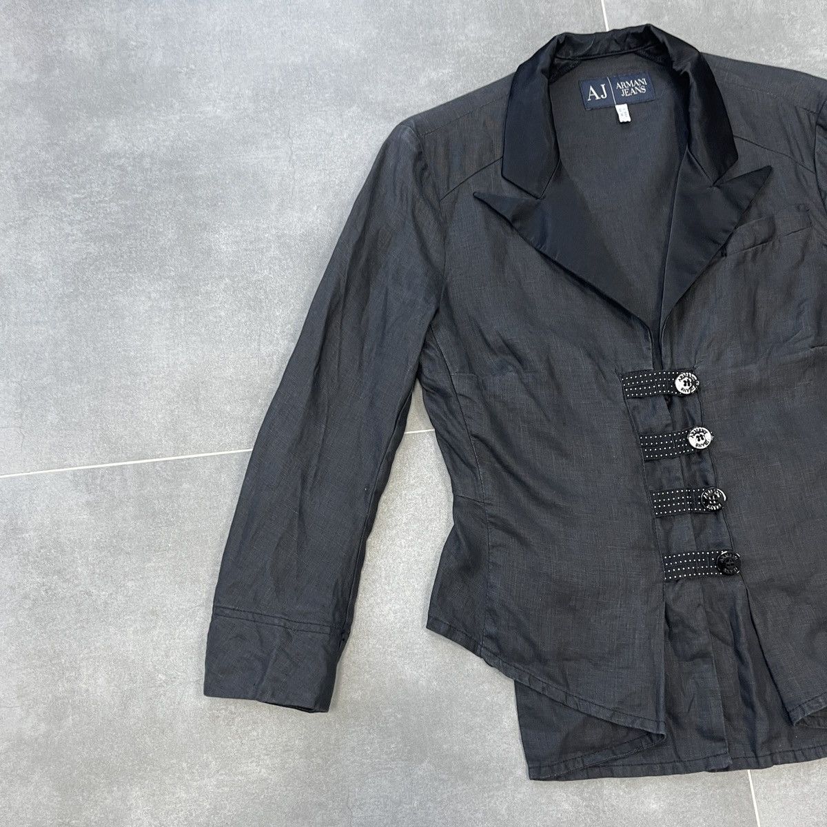 Armani × Vintage Vintage Armani Jeans Linen Blazer Size M Size M / US 6-8 / IT 42-44 - 4 Thumbnail