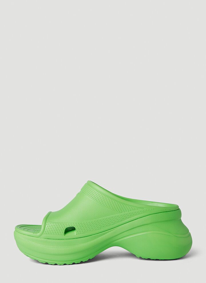 Balenciaga × Crocs o1la1rc1a0824 Pool Crocs Slide Sandal in Green Size US 11.5 / EU 44-45 - 3 Thumbnail