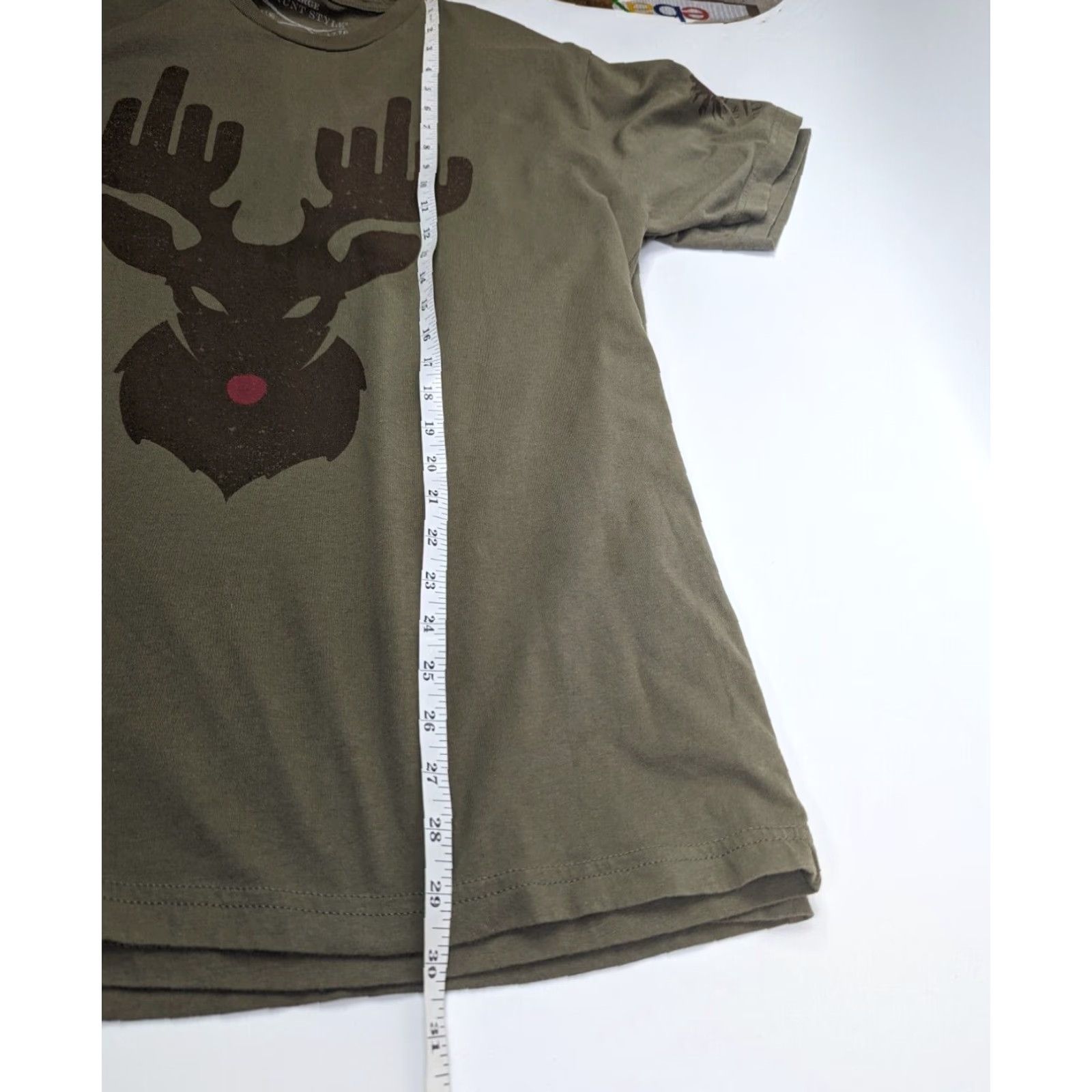 Vintage Grunt Style GS Club T Shirt Large Green Reindeer Middle Finger Graphic Flag Men Size US L / EU 52-54 / 3 - 4 Thumbnail