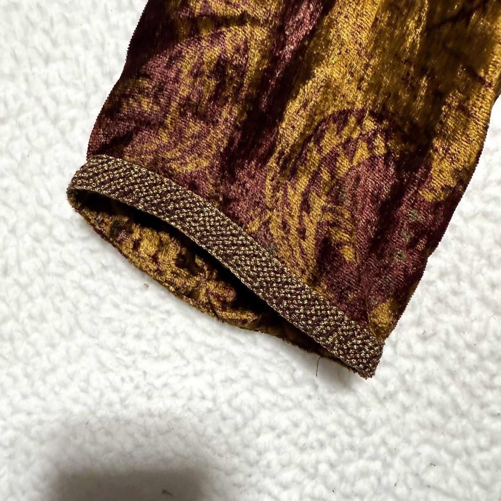 Oscar De La Renta VTG Oscar de la Renta Pink Label 2 Piece Crushed Velvet Union Made Outfit Top & Pants Set Women 1990s Burgundy Gold Velvet Eveningwear USA reads* Size ONE SIZE - 5 Thumbnail