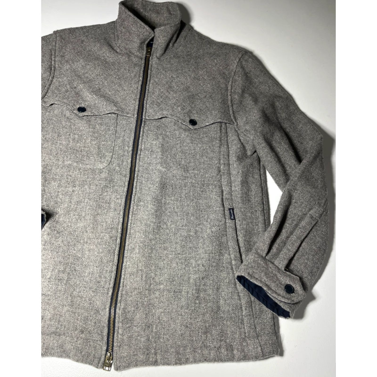 Faconnable VINTAGE Façonnable Jacket Mens Full Zip 100% Wool Gray Large Wool Tweed City Classic Designer Pockets Winter Fall Spring Business Casual Travel Mens Size US L / EU 52-54 / 3 - 5 Thumbnail