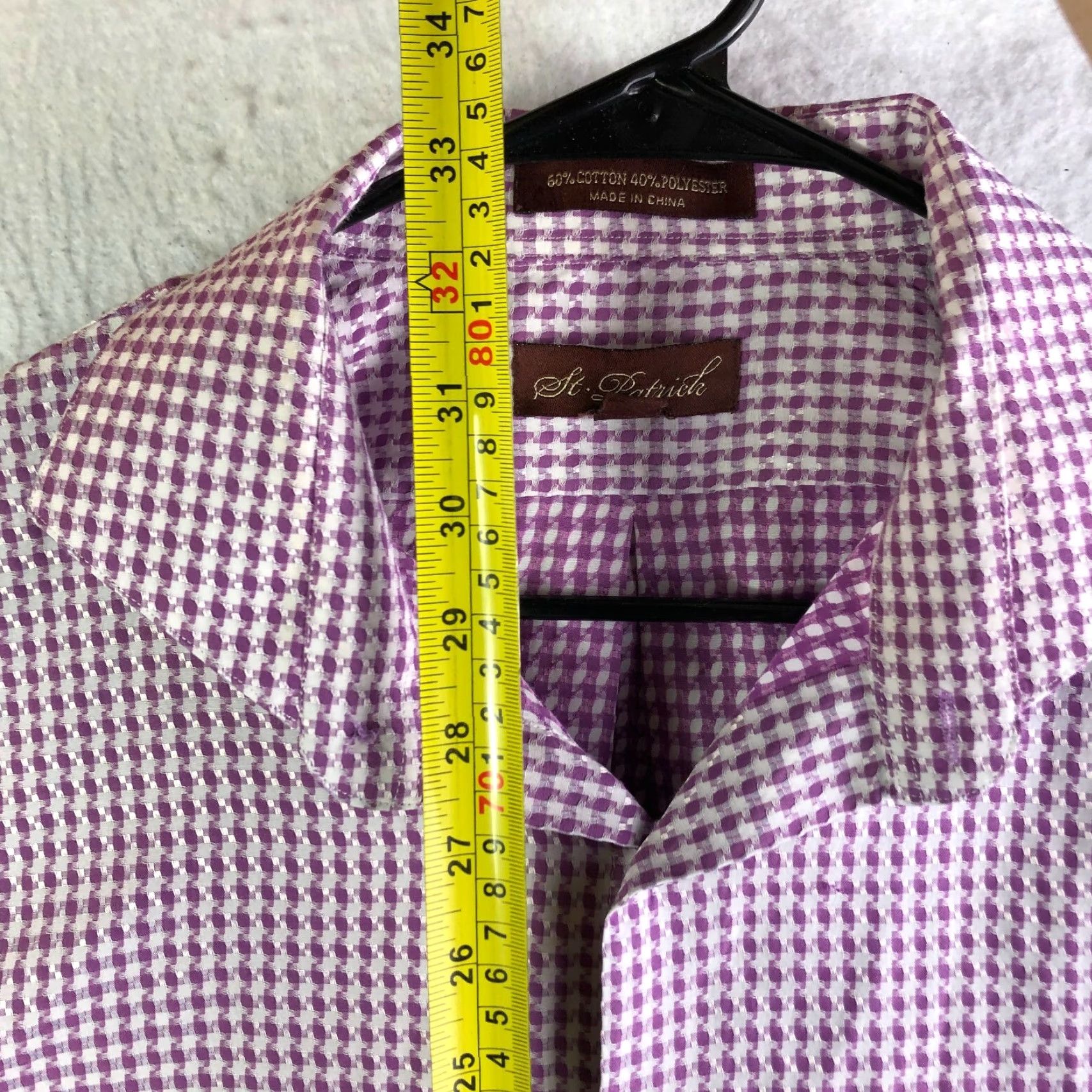 Vintage St Patrick Shirt Mens 17.5 36/37 Purple Plaid Long Sleeve Button-Up Shirt Size US XXL / EU 58 / 5 - 3 Thumbnail