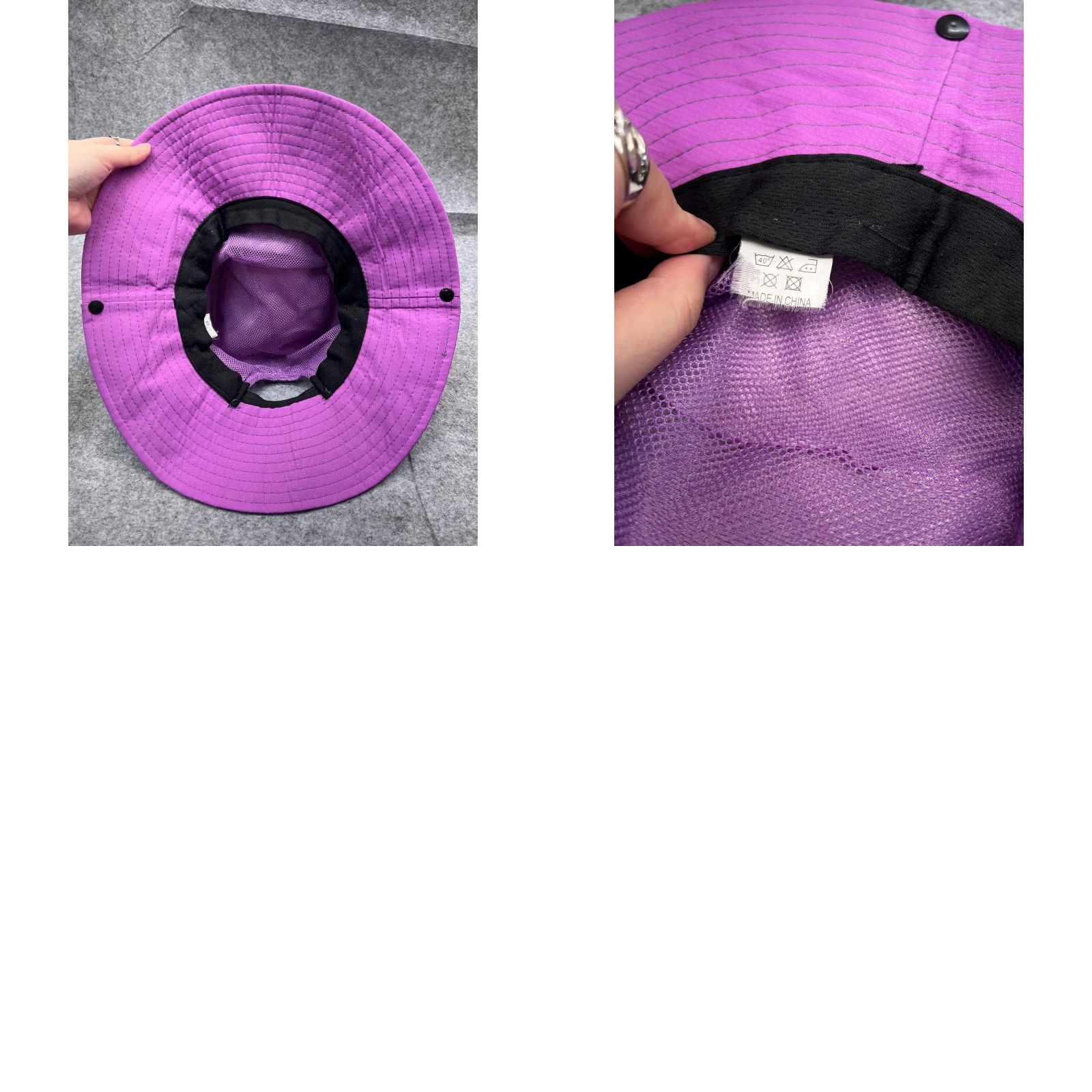 Vintage Sun Shade Sun Bucket Hat Adult One Size Purple Gray Poly Beach Boonie Hat Womens Summer Sun Shade Hat Size ONE SIZE - 9 Thumbnail