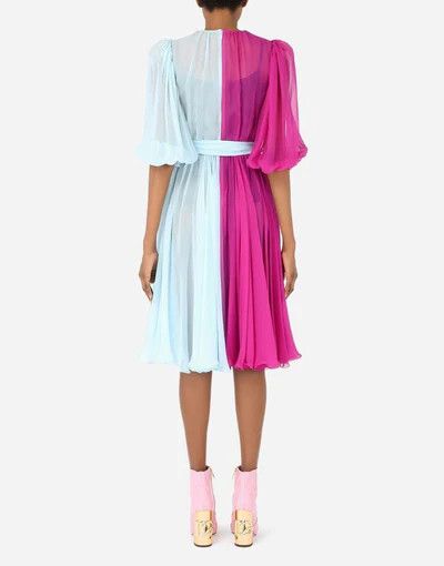 Dolce & Gabbana o1y0825 Midi Dress in Sky Blue/Fuchsia Size L / US 10 / IT 46 - 5 Thumbnail